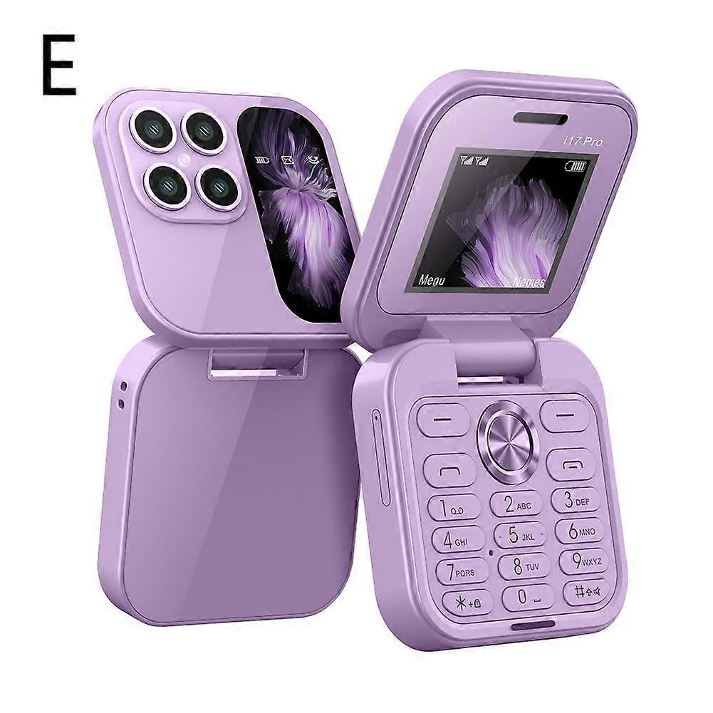 Version 2 Purple (J) $Cross-border foreign trade i17pro flip phone non-smart phone flip phone key elderly phone 2G foreign phone