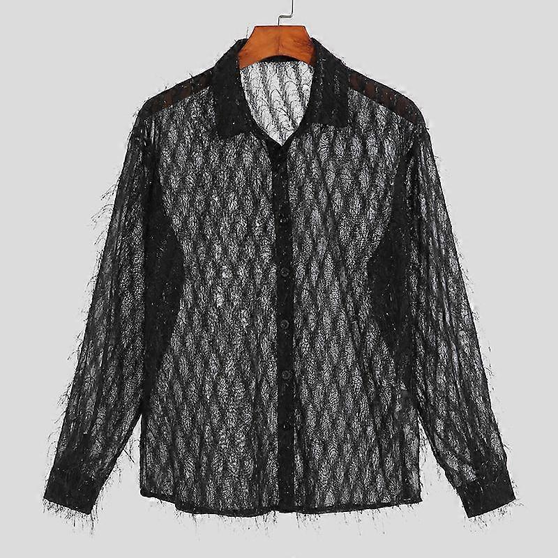 INCERUN Spring Mens See-through Tops Hollow Out Tassels