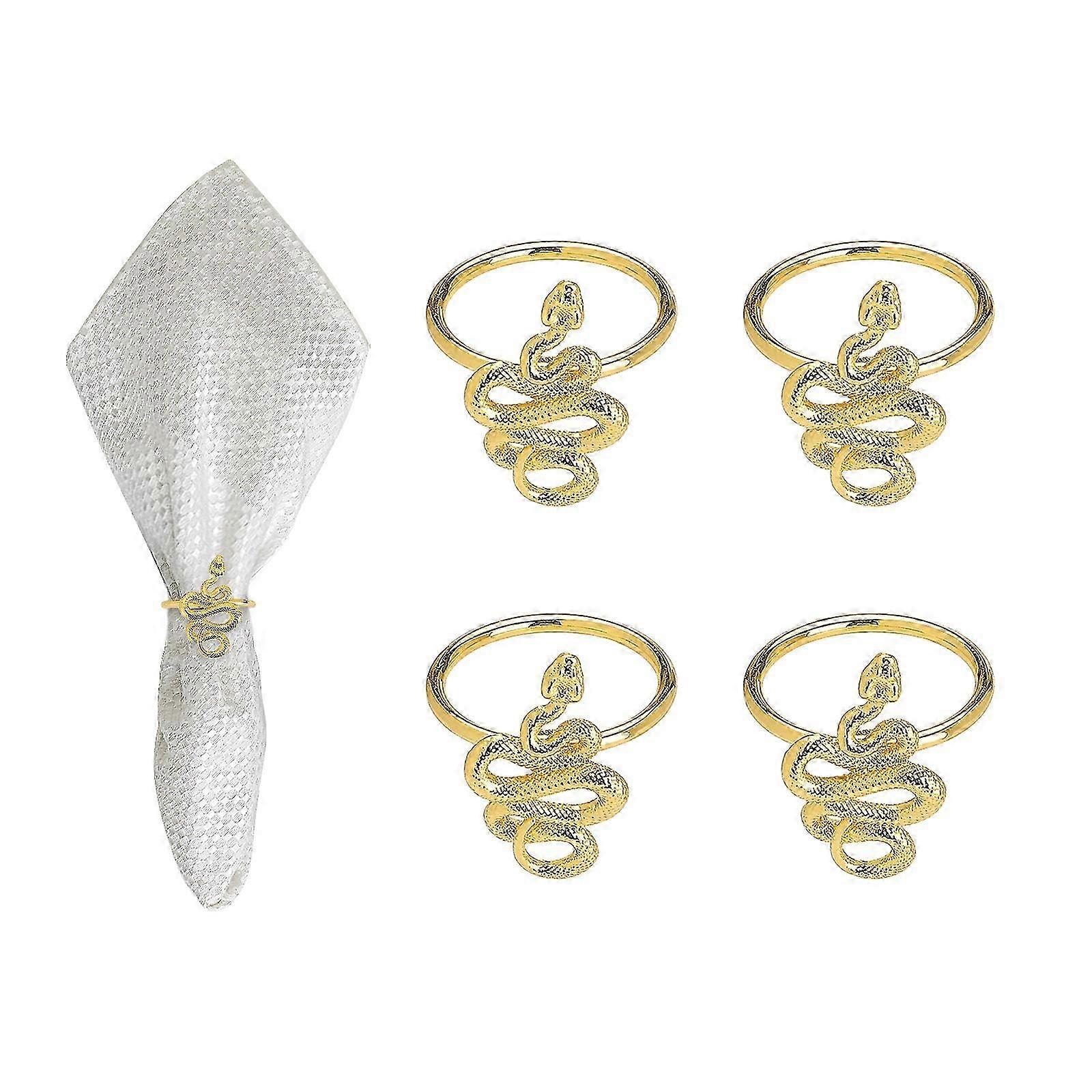 2025 Luxurious Snake Napkin Clasps - Set of 4 Gold Alloy Table Decor