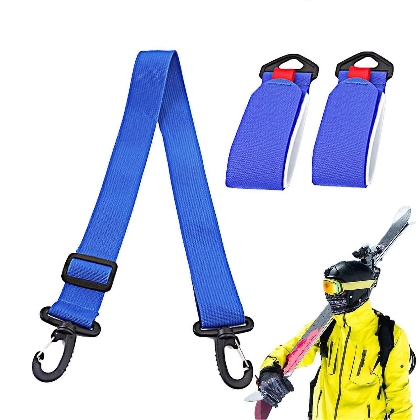 Ski Boot Bag with Adjustable Shoulder Strap | Ski Pole Carry Strap | Blue Snowboard Boot Holder for Ski Shoes