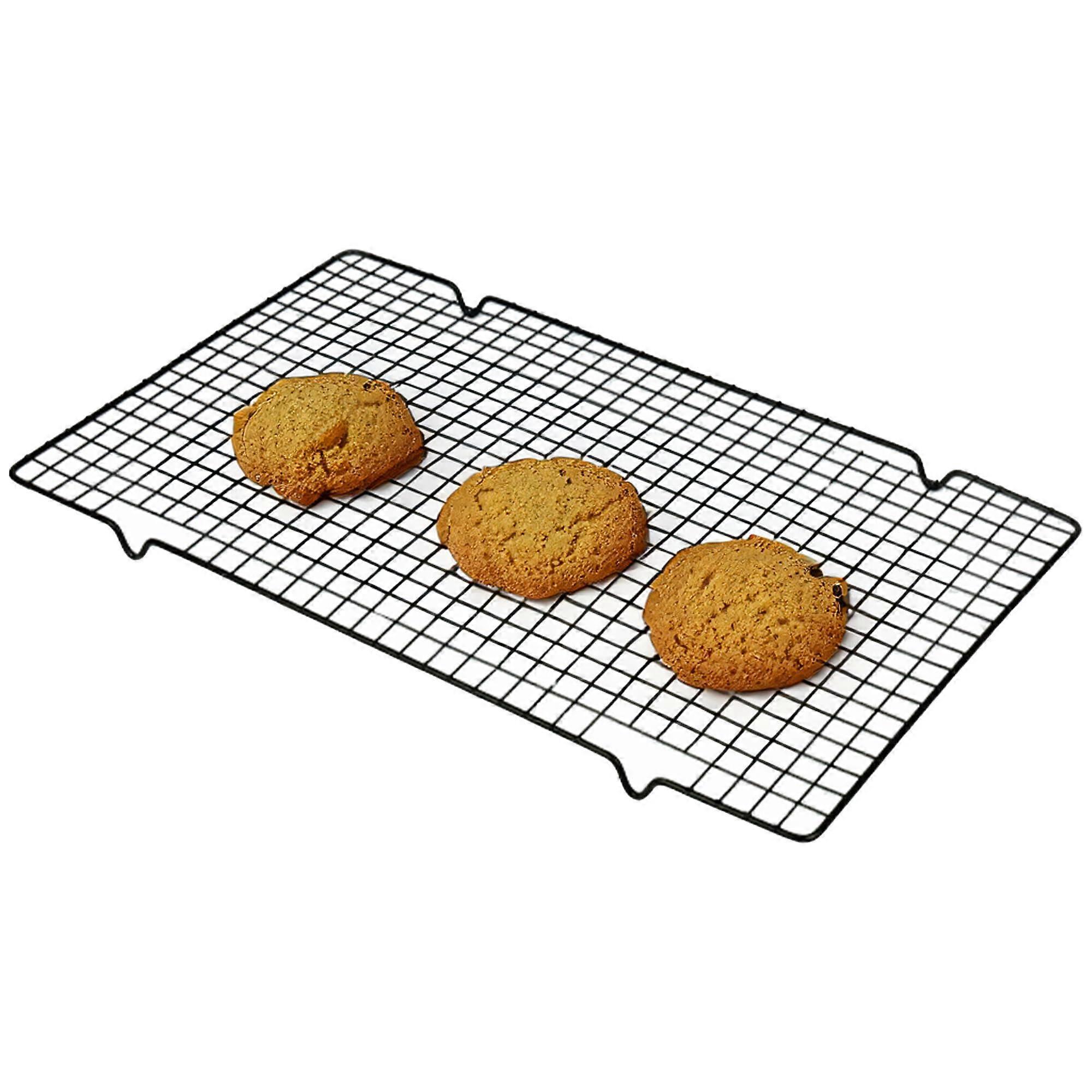 Cooling Rack Stainless Steel Rectangular 41X25 Cm, Reusable Cake Rack For Baking And Grilling, Dishwasher Safe, Black