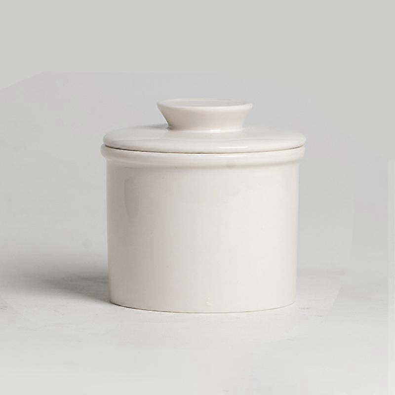 Butter dish - Ceramic - Butter storage box - Butter dishes - Butter dish - Butter pot - With lid - For spreadable butter - White