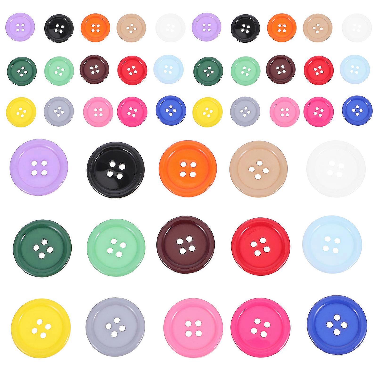 Sewing Buttons Assorted Mixed Color Resin For DIY Projects Small Round Button Craft Supplies Home Crafting Children 90Pcs