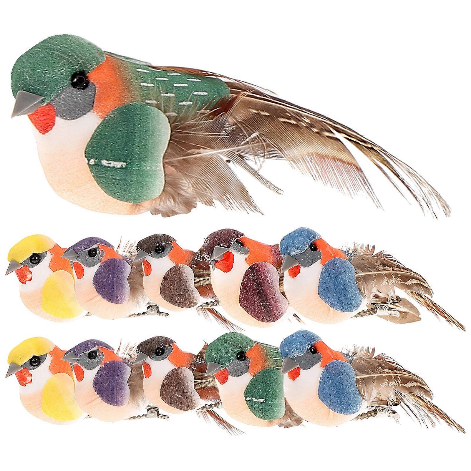 Artificial Realistic Birds Home Decoration Slender Shape Plume Material 12Pcs