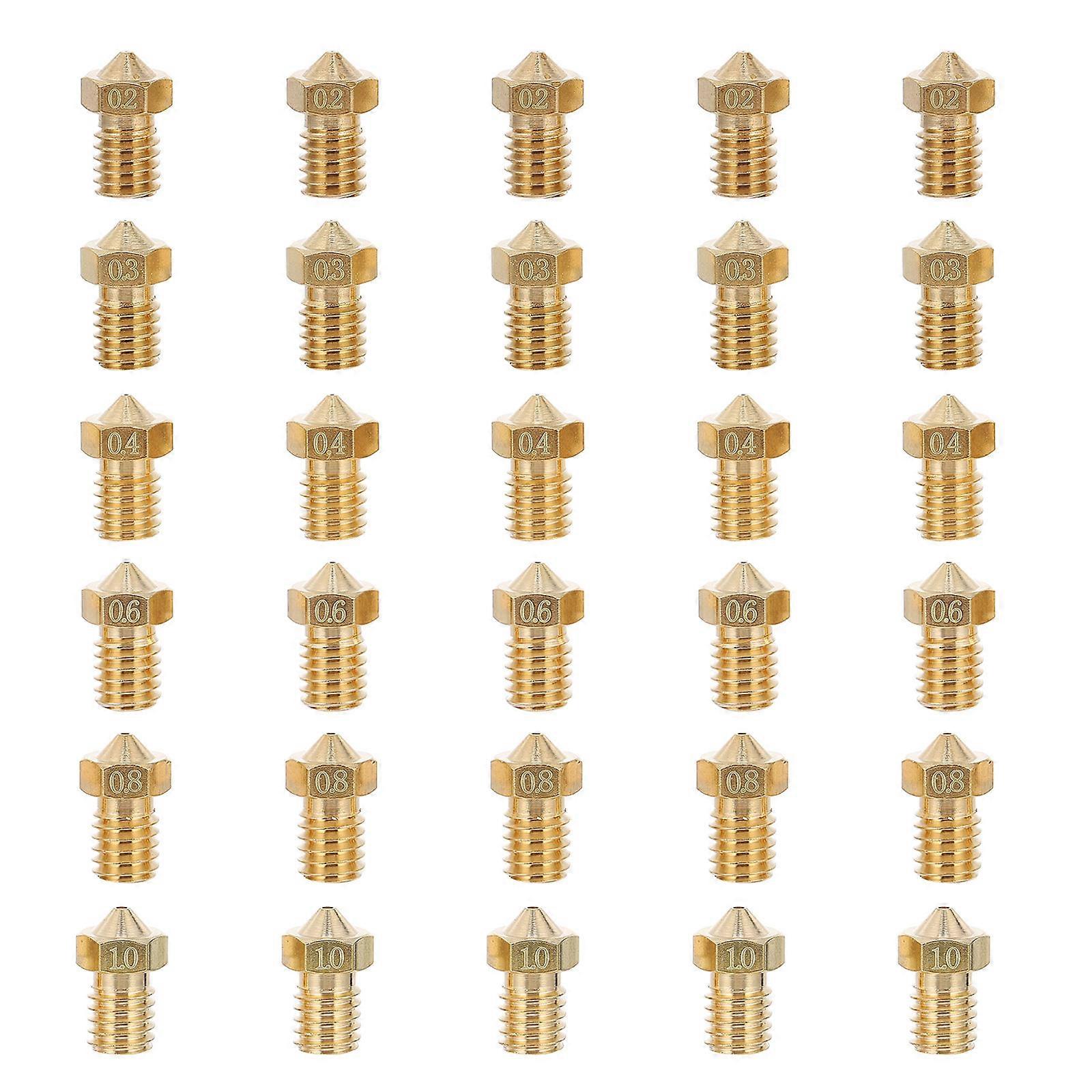 30pcs 3D Printer Nozzles Brass Material for 3D Printer Golden Color 0.4mm