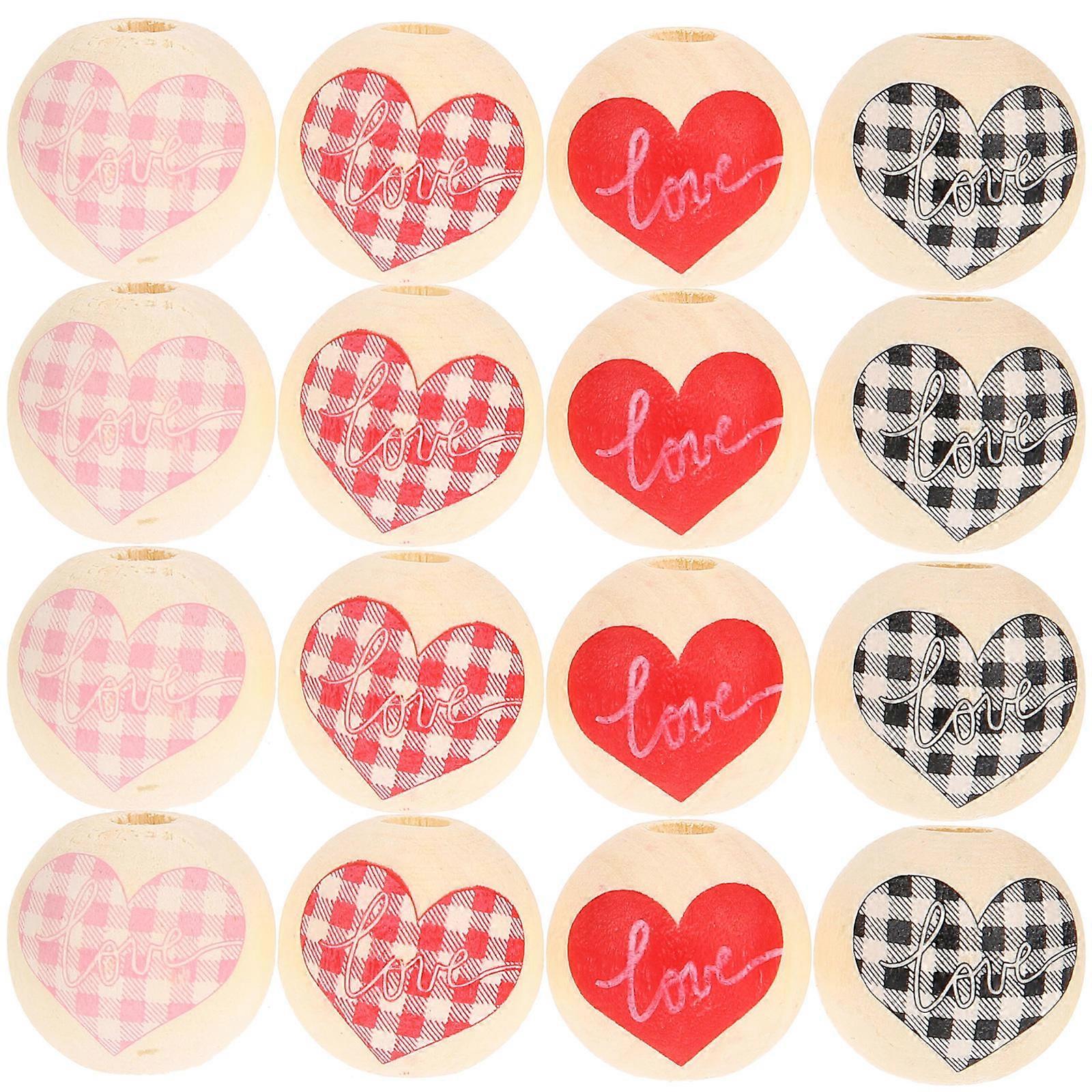 מלאכת חרוזי לב בית חווה חרוזים אביזרי DIY בעבודת יד עץ טבעי חרוזים בצורת לב 1.6x1.6 ס"מ 40 יחידות