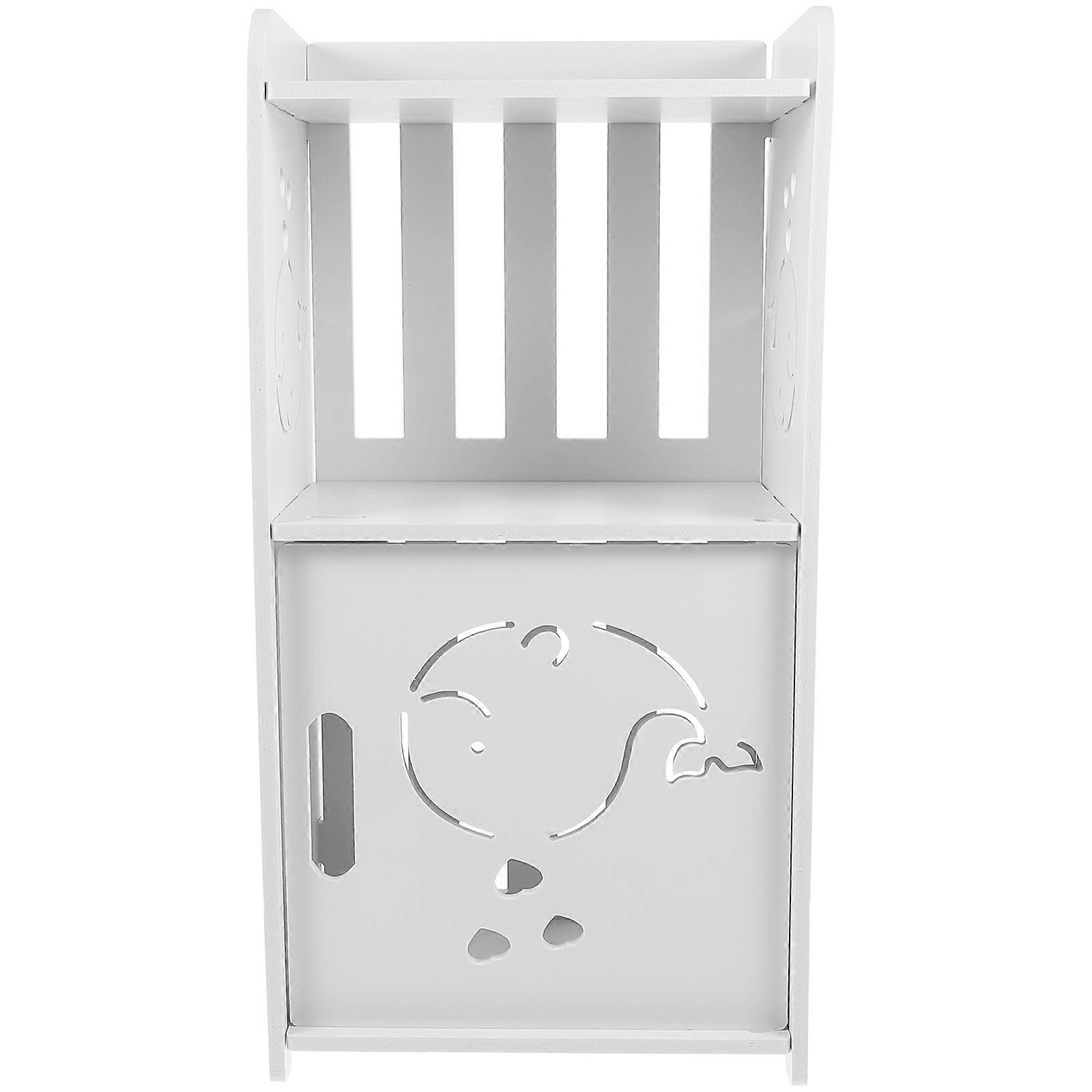 Cute Nightstand Table For Bedroom White Color Modern Simple Style Sofa Edge Table With Hollow Storage 1Pack