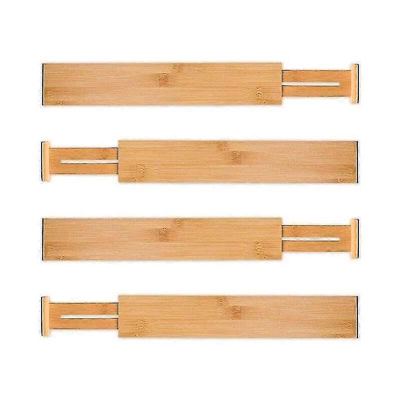 4 Piece Bamboo Drawer Divider Set for Kitchen, Office