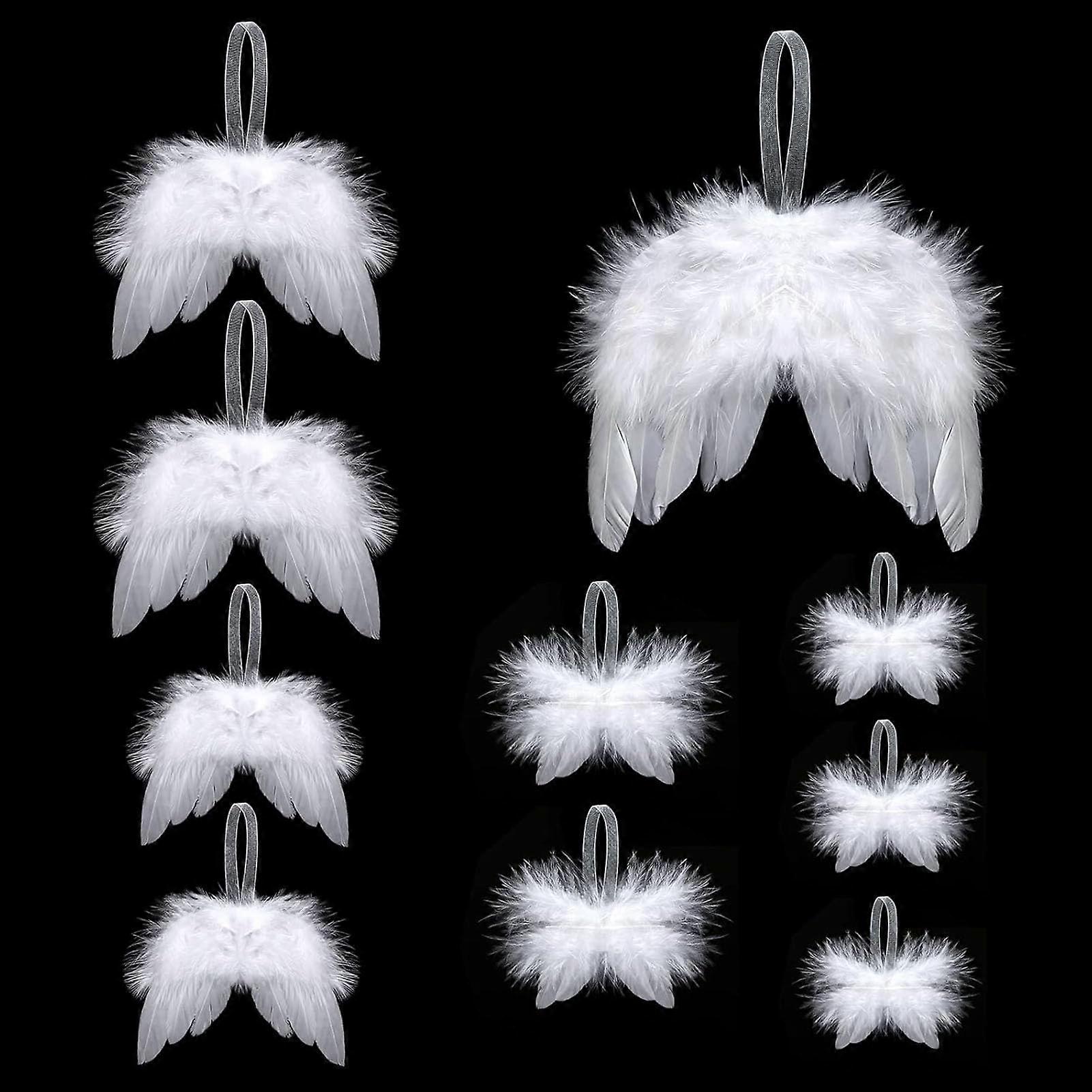 Christmas Angel Wings Pack Of 10 White Tree Ornament Wings Pendant For Christmas Decoration