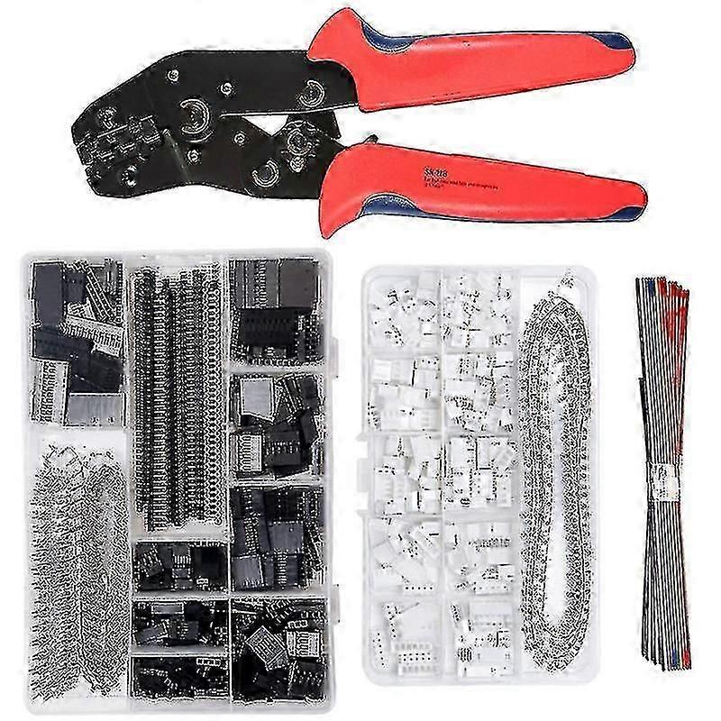 Dupont Sıkma Aracı Awg26-18, 1550 adet Dupont Erkek / Dişi Pin Konektörleri ile Dupont Cırcır Sıkma 0.1-1.0mm Ve 460pcs Jst Konektörü 2.54mm için