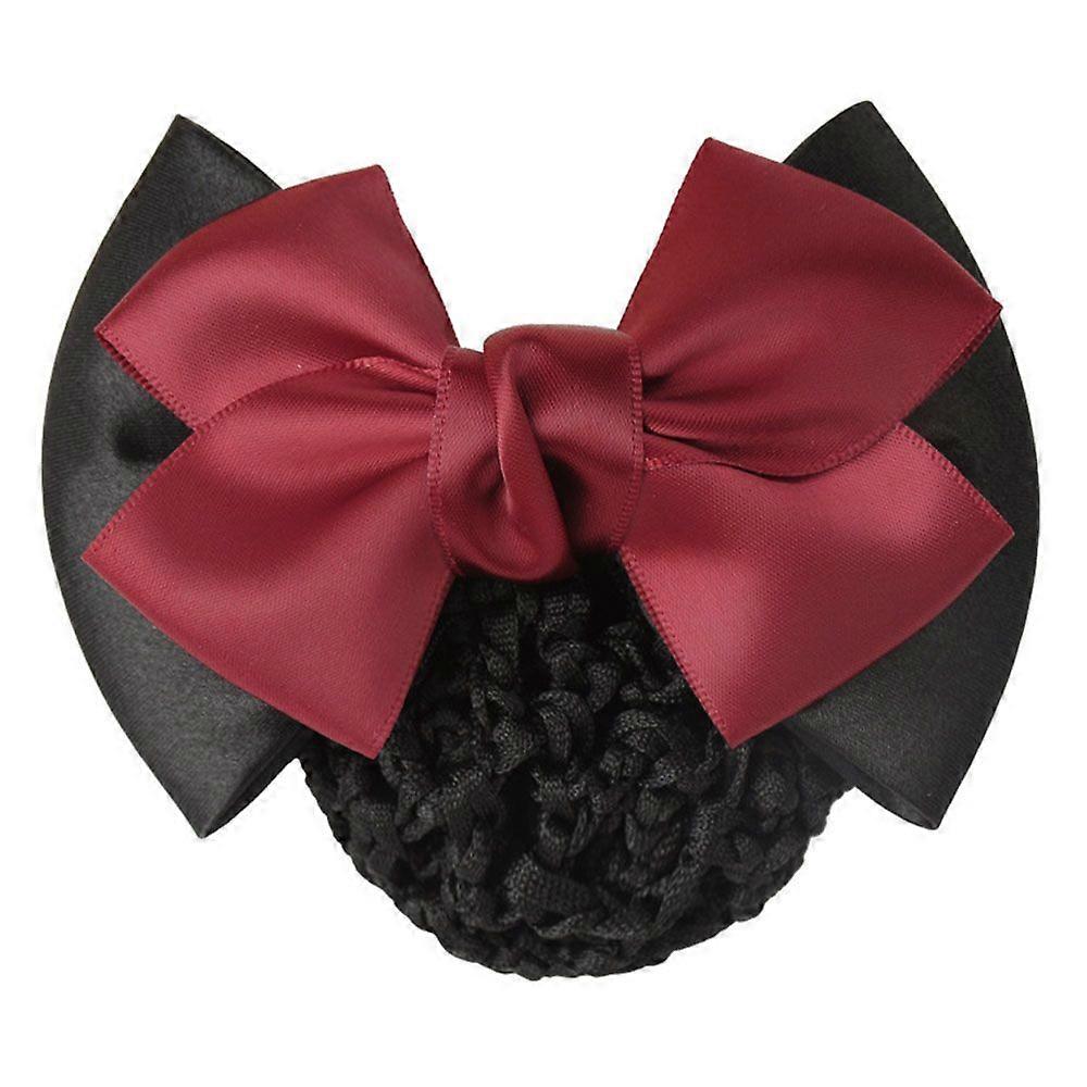 Satin Hairnet Bowknot Decor Headdress Hair Clip Snood Net Bun Cover Barrette