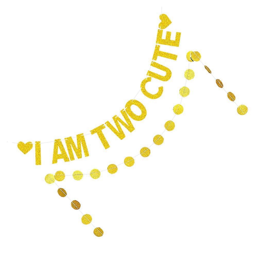 赤ちゃんの誕生日バナー私は2つの吊り下げバナーお祝いの装飾ゴールデン300CM 2個です