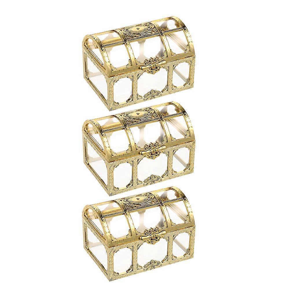 Small Treasure Box Plastic Lock Box Storage Decoration 3Pcs