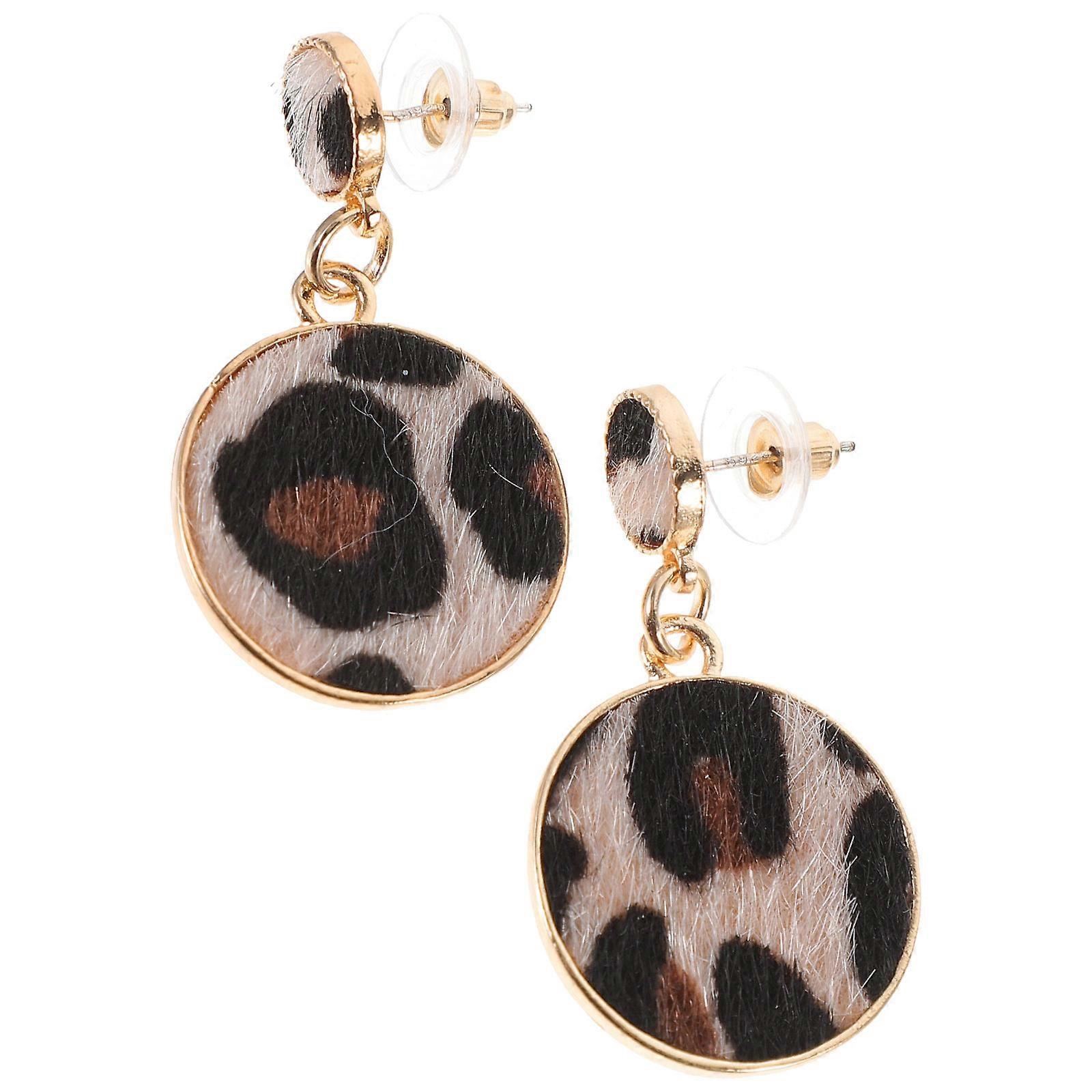 Ear Studs Geometric Round Shape Earrings Leopard Pattern For Banquet Office 2Pcs Set
