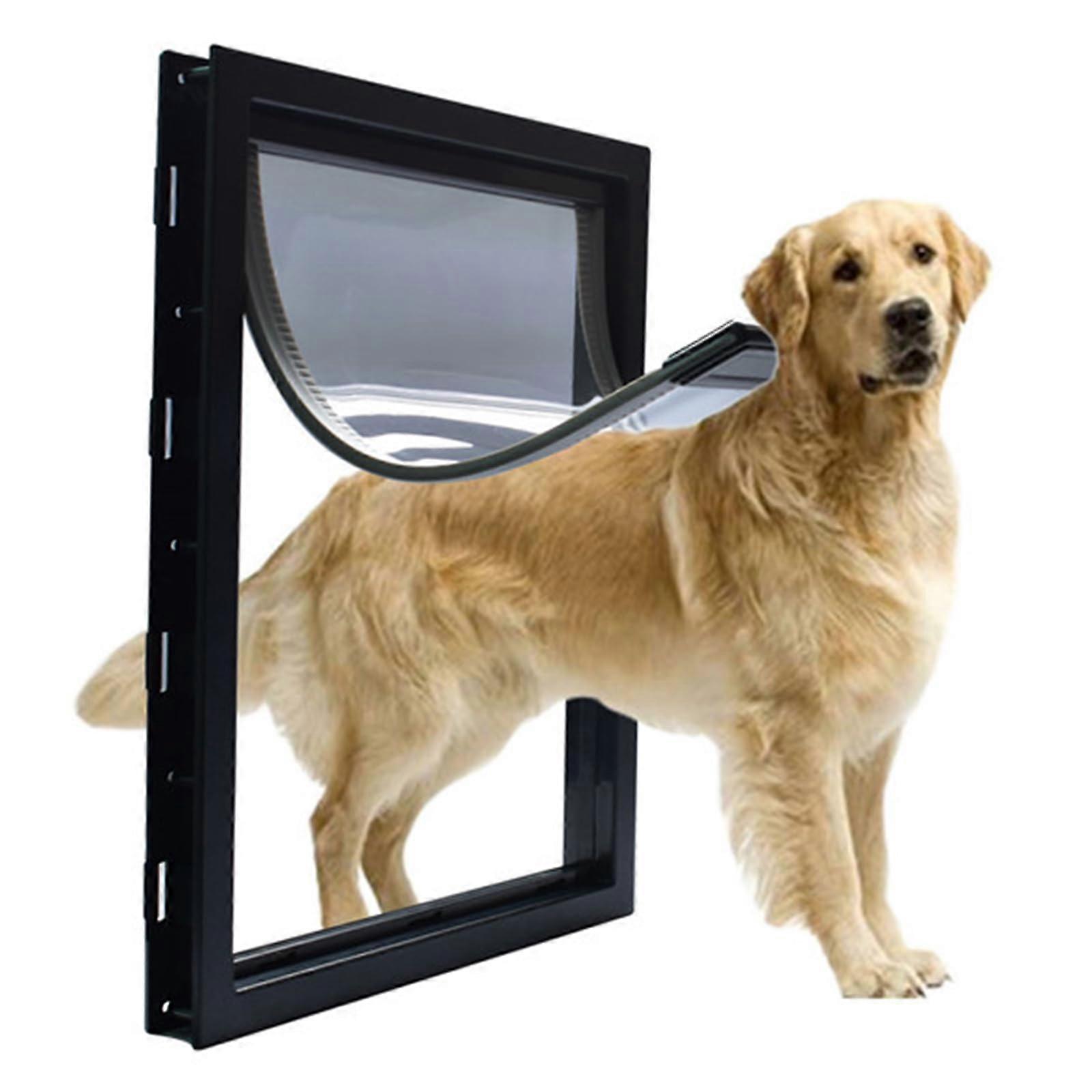 Extra large outdoor pet door, XL dog and cat flap with automatic closing panel, petsafe gate, durable and weatherproof, easy to install.