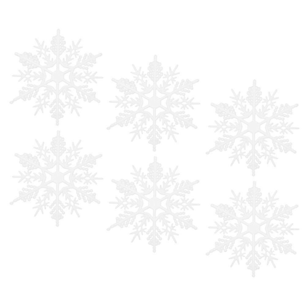 Unique Ornaments Hanging Snowflakes For Tree Christmas Style Decorative Snowflake Shape White 6Pcs