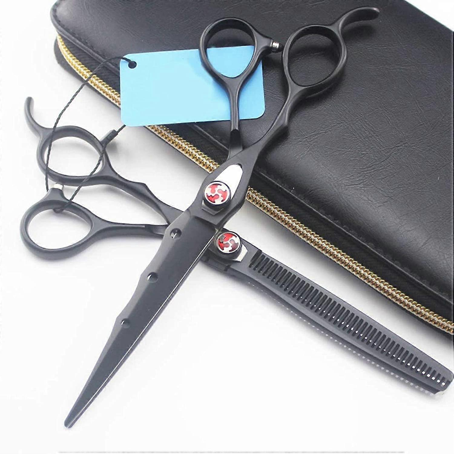 Dog scissors, dog grooming scissors, dog care scissors, black hairdressing scissors, professional hair scissors, handmade, 7 inches