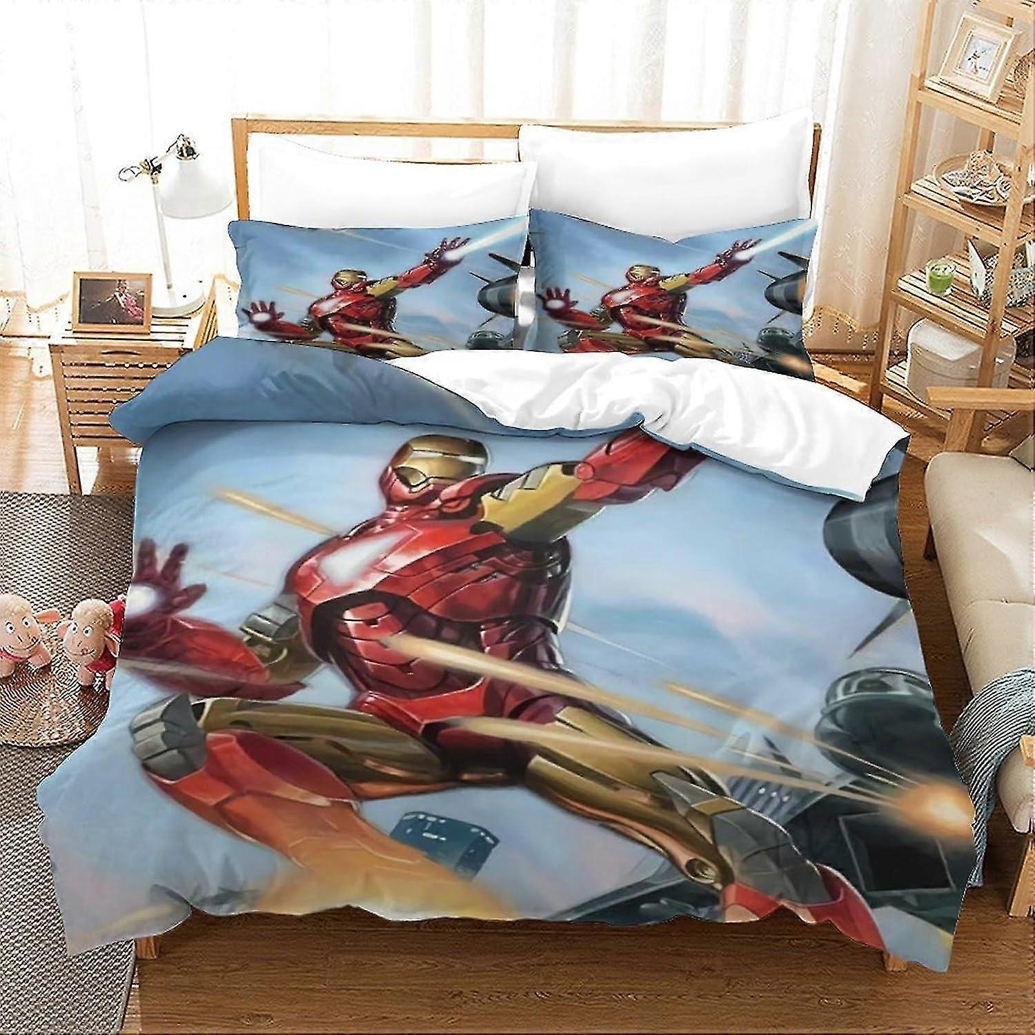 Bedding Set for 3D Printed Superhero Duvet Cover Set 3 Pcs Soft Breathable Comforter Cover with Pillowcases Double