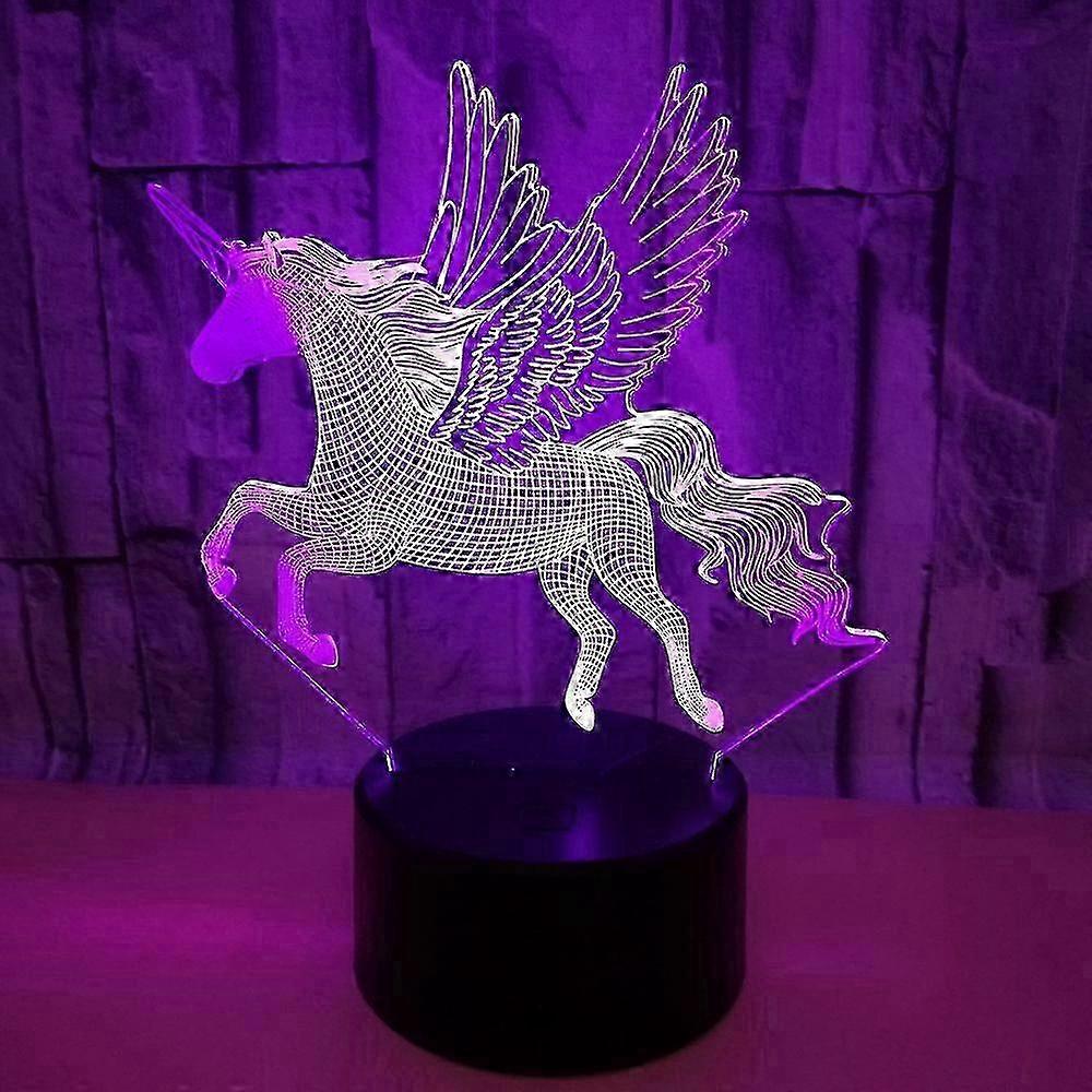 Colorful 3D Table Lamp Unicorn Night Light with Touch and Remote Control