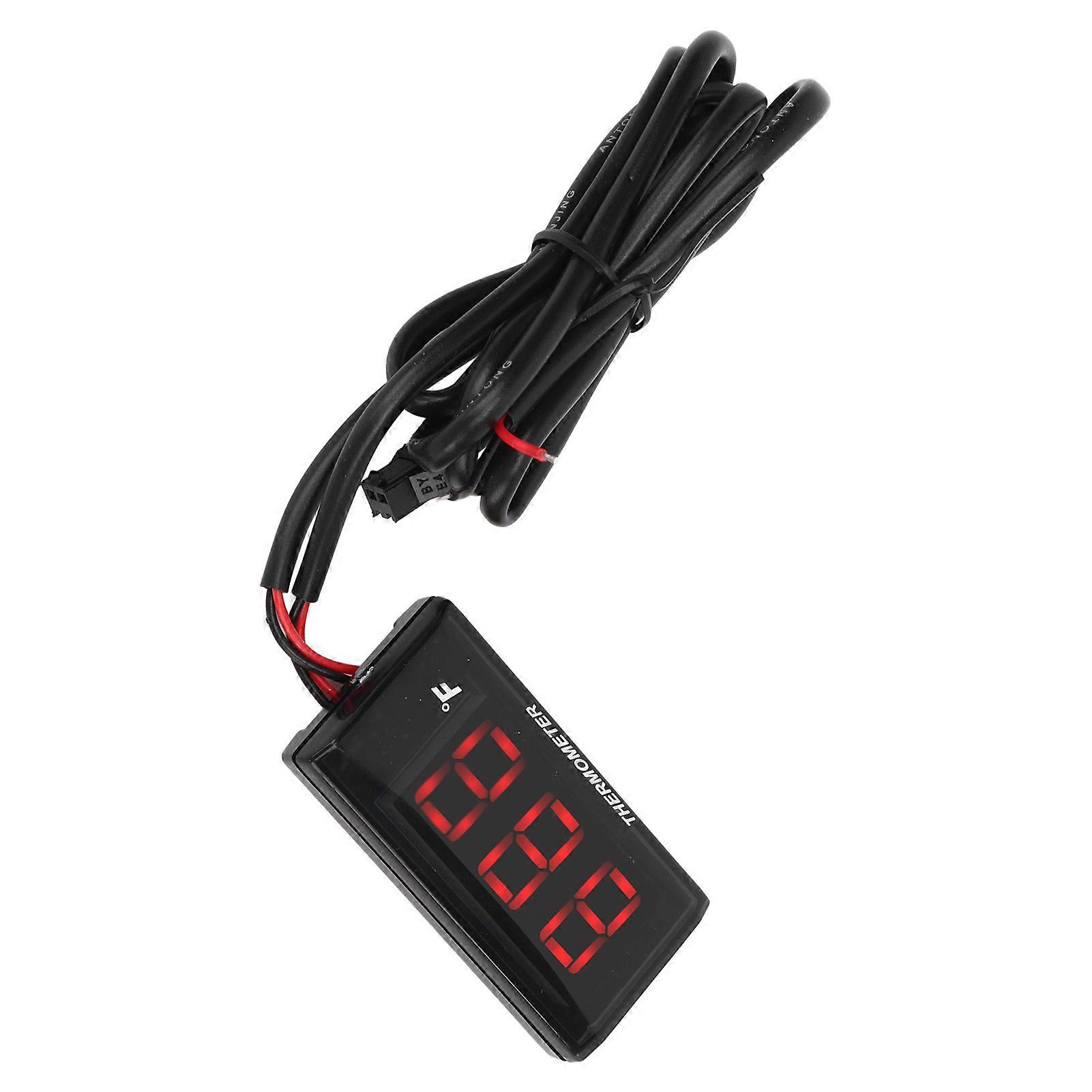 Ultra Thin Waterproof LCD Motorcycle Thermometer 57x29x13mm Red