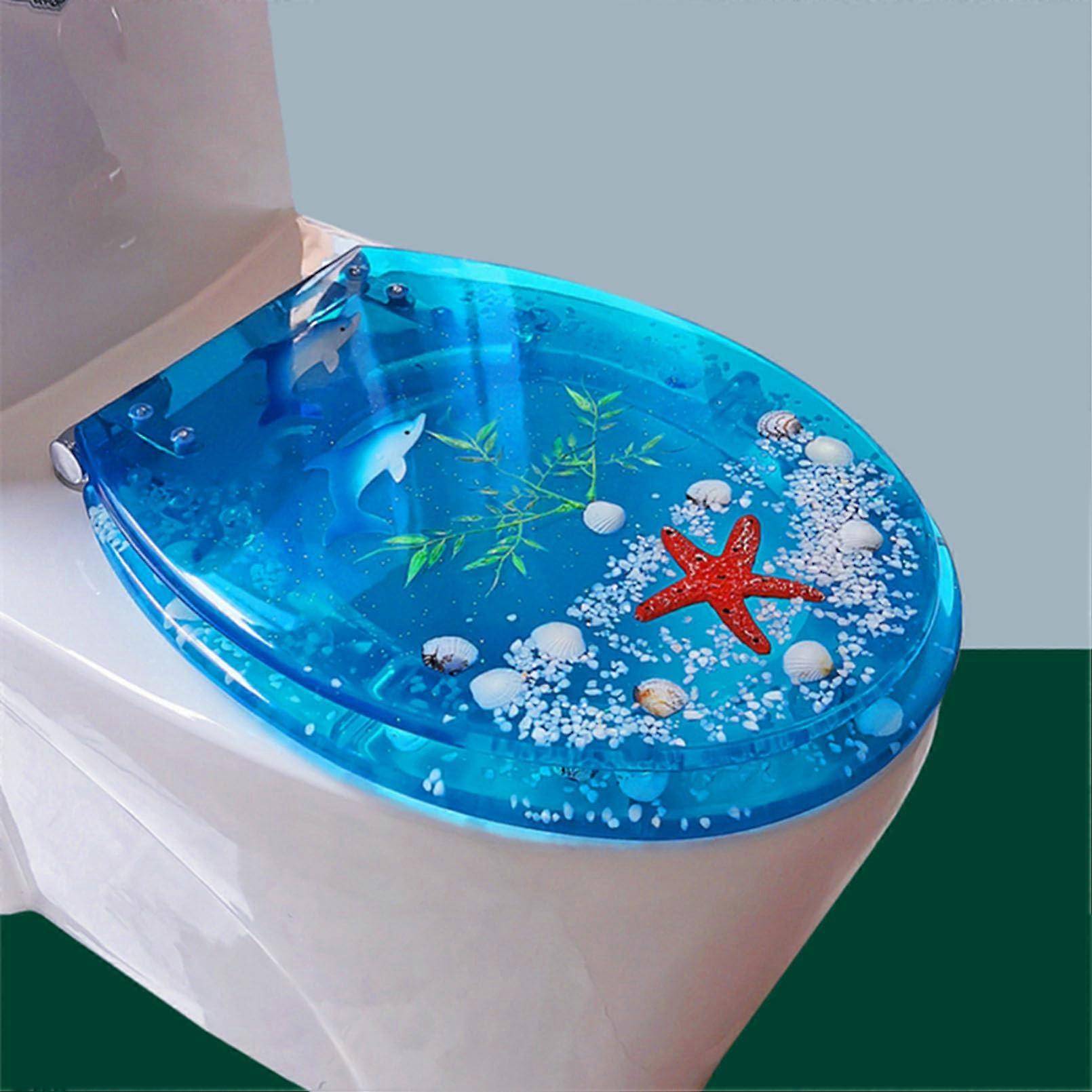 樹脂便座ソフトクローズクイックリリース便所蓋、クリアシェル充填アクリルシートオーシャンシリーズバスルーム再設計便座カバー(B)