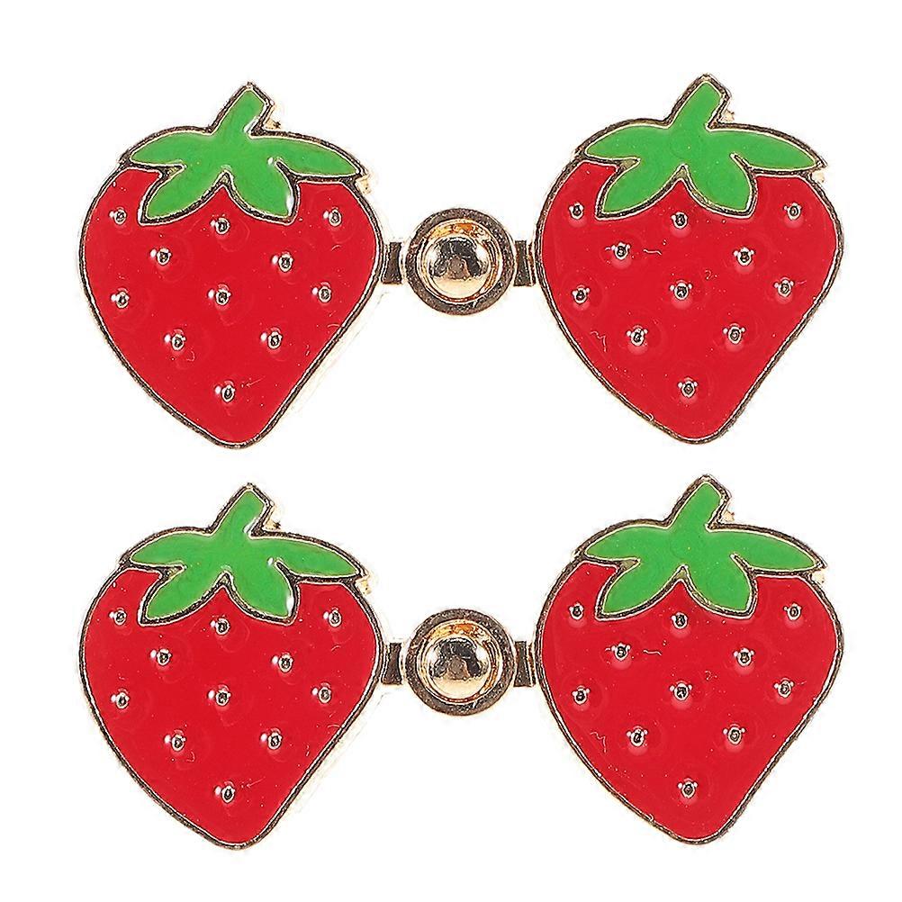 Adjustable Strawberry Waist Clips for Jeans & Pants 2 Pack, Detachable Metal Buttons, No Sew Tighteners for Women & Men