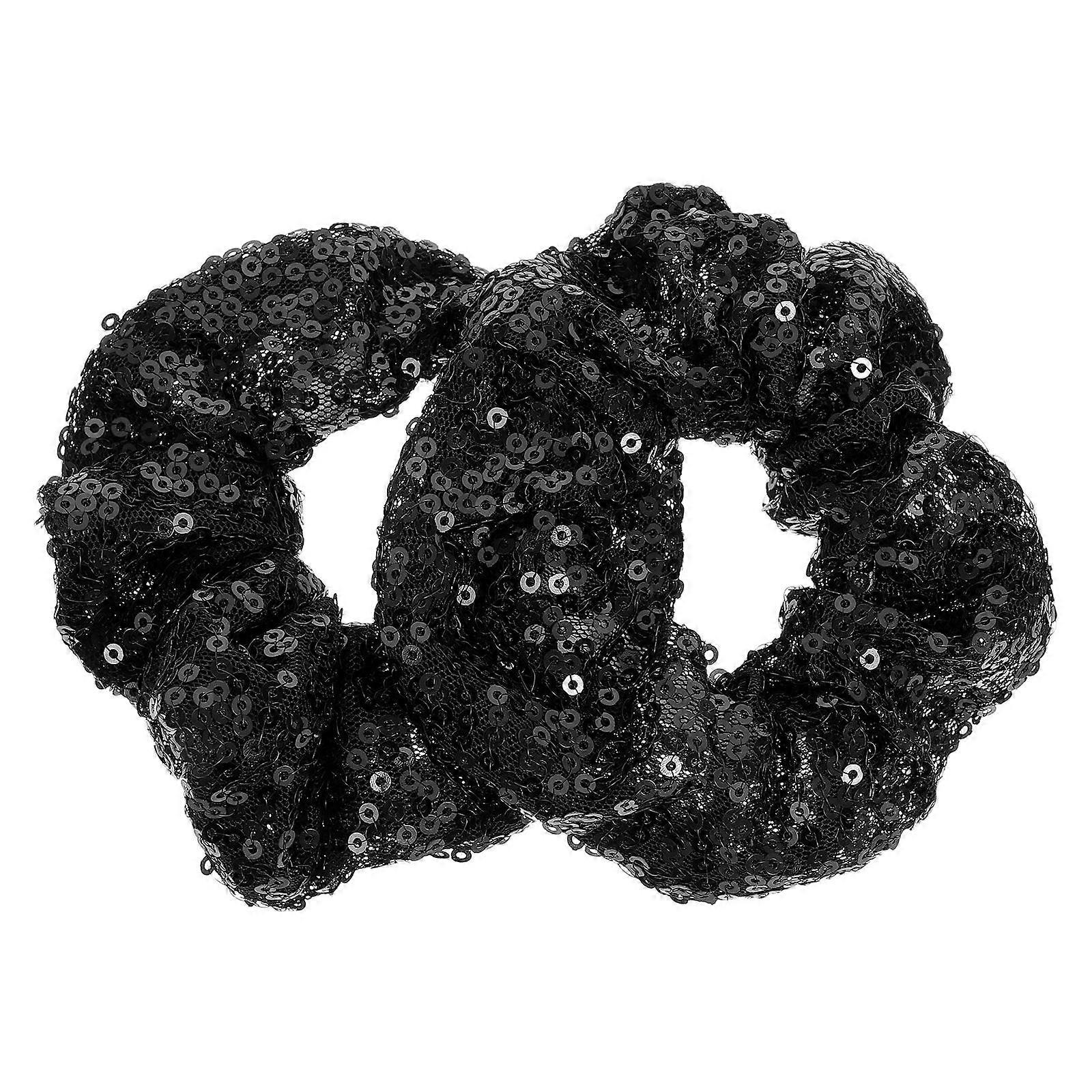 Sparkly Scrunchies For Hair Home Use Sequin Hair Bands Colored Fluorescent 10x10cm 2Pcs
