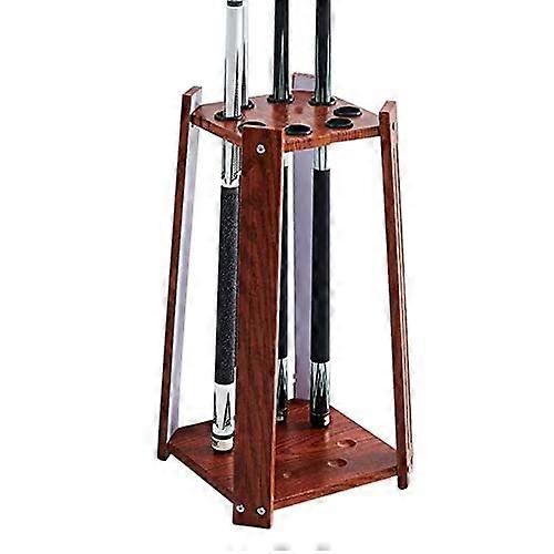 Billiard Cue Stand Made of Wood, Space-Saving Floor Rack for Up to 8 Cues, Pool Stick Holder, Accessory Storage for C-8