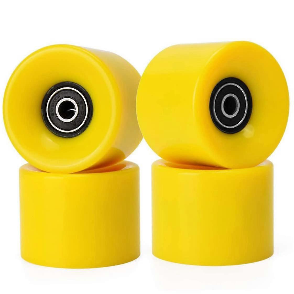 Skateboard Wheels Non Slip Longboard 60 x 45 mm With ABEC 9 Bearings 78A 4 Pack Yellow