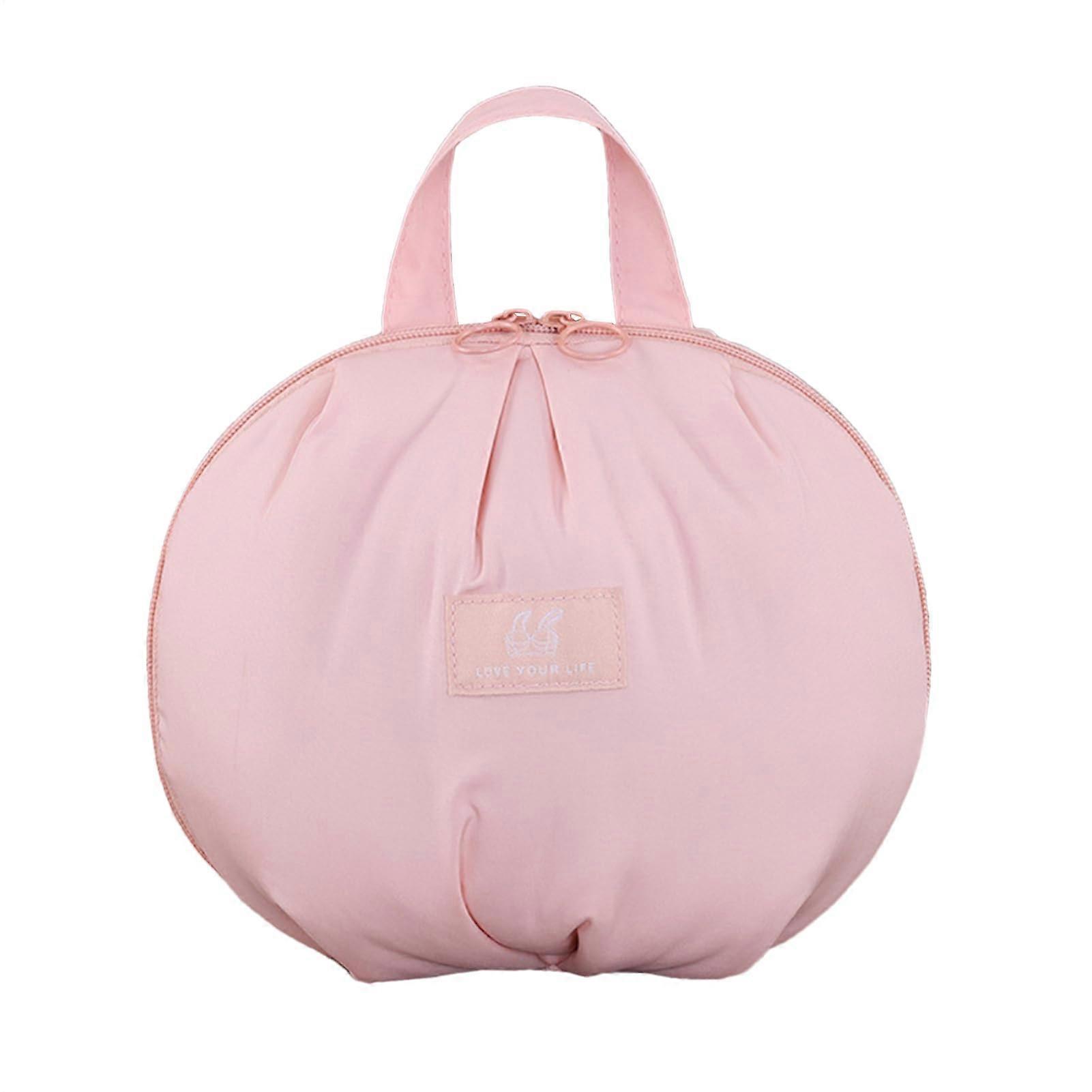 Underwear Pouch 1-Piece Travel Organizer, Divided Laundry Storage, Zipper Closure, Built-In Handle, 7.87x4.33x6.89 Inches, Pink