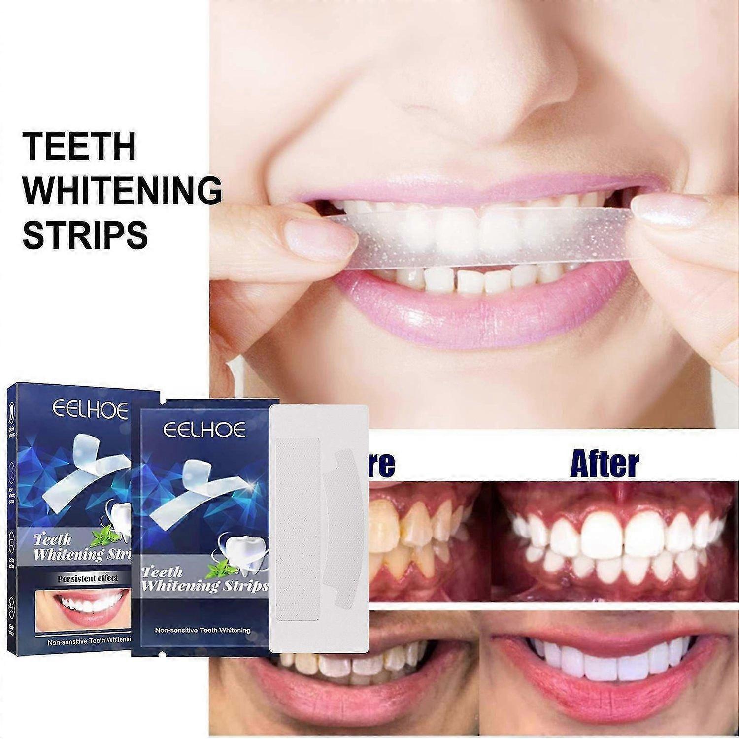 Teeth Whitening Strips,Deep Stains Removal Tooth Whitening, Enamel Safe Non-Slip Dry Strip Technolog