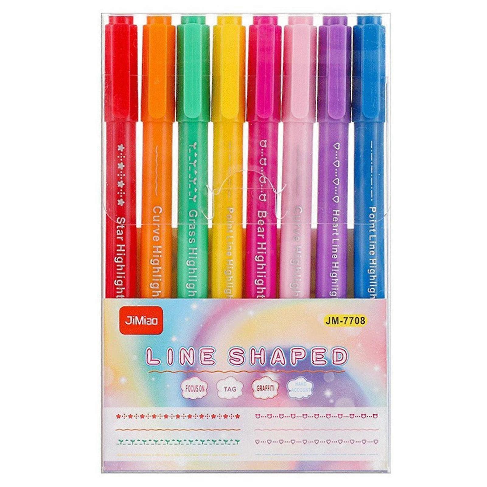 Art Highlighter Linear Paint Tip Marker Coloured Craft Pens for Scrapbook, Journal, Art, Design, Notes