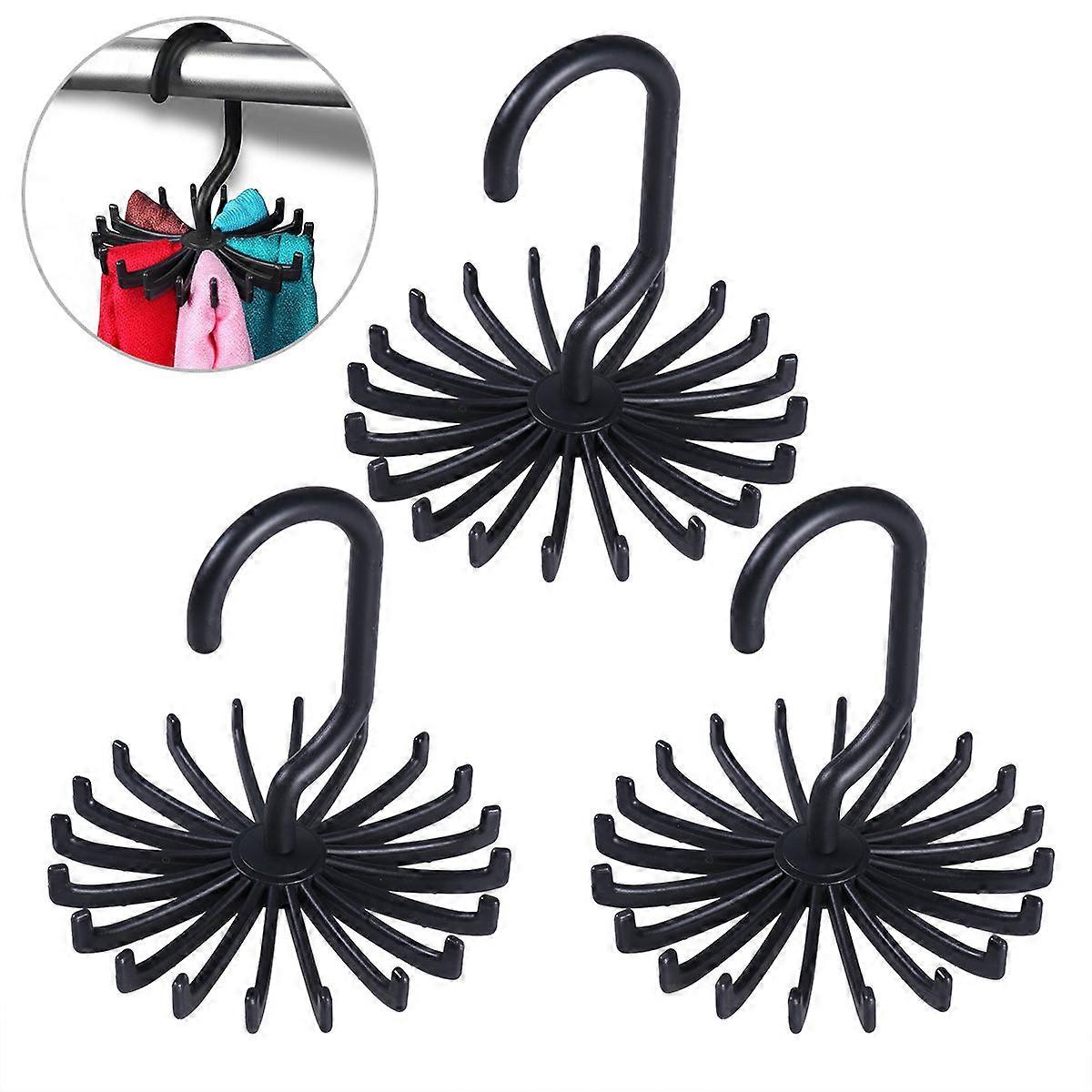 Spinning Tie Rack Multi Purpose Hangers Closet Organization Men Women Plastic 12.50X12.50X11.00CM 3Pcs
