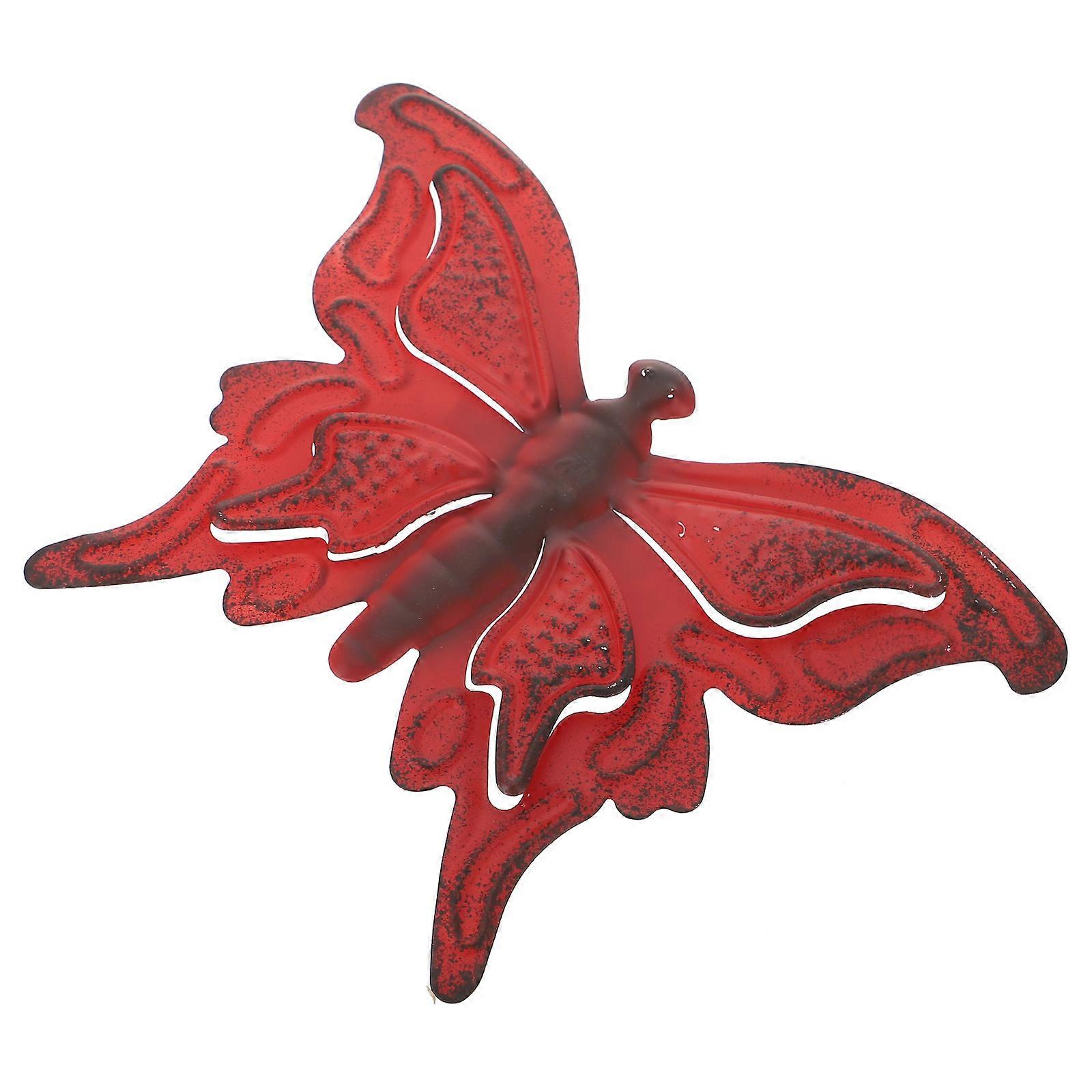 Hanging Wall Decoration Butterfly Iron Craft Hanging Decor Bathroom 16.5X12CM Red 1Pc