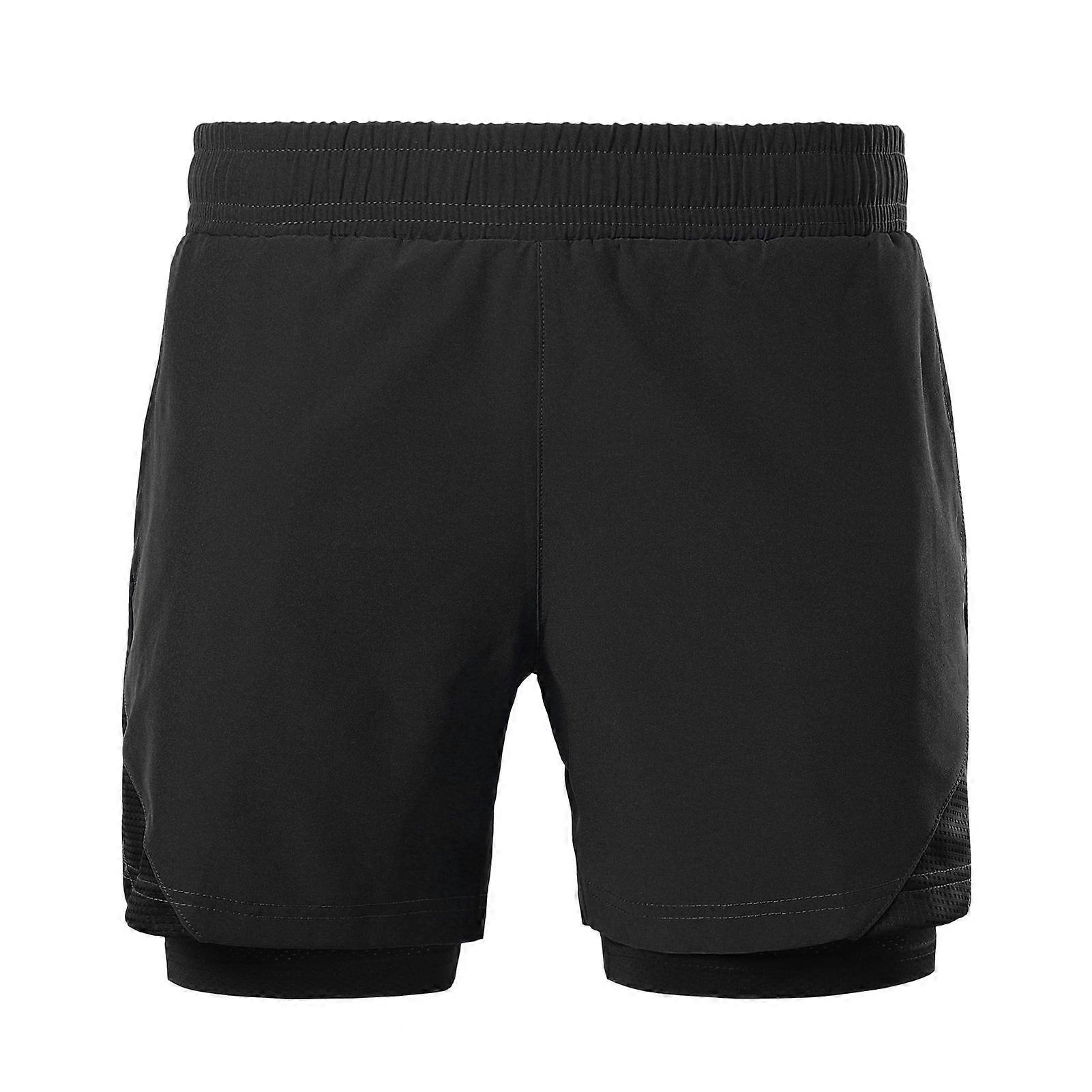 2-In-1 Men Running Shorts with Towel Loop Pockets Quick Dry Exercise Shorts for Training Gym WorkoutYMQX)