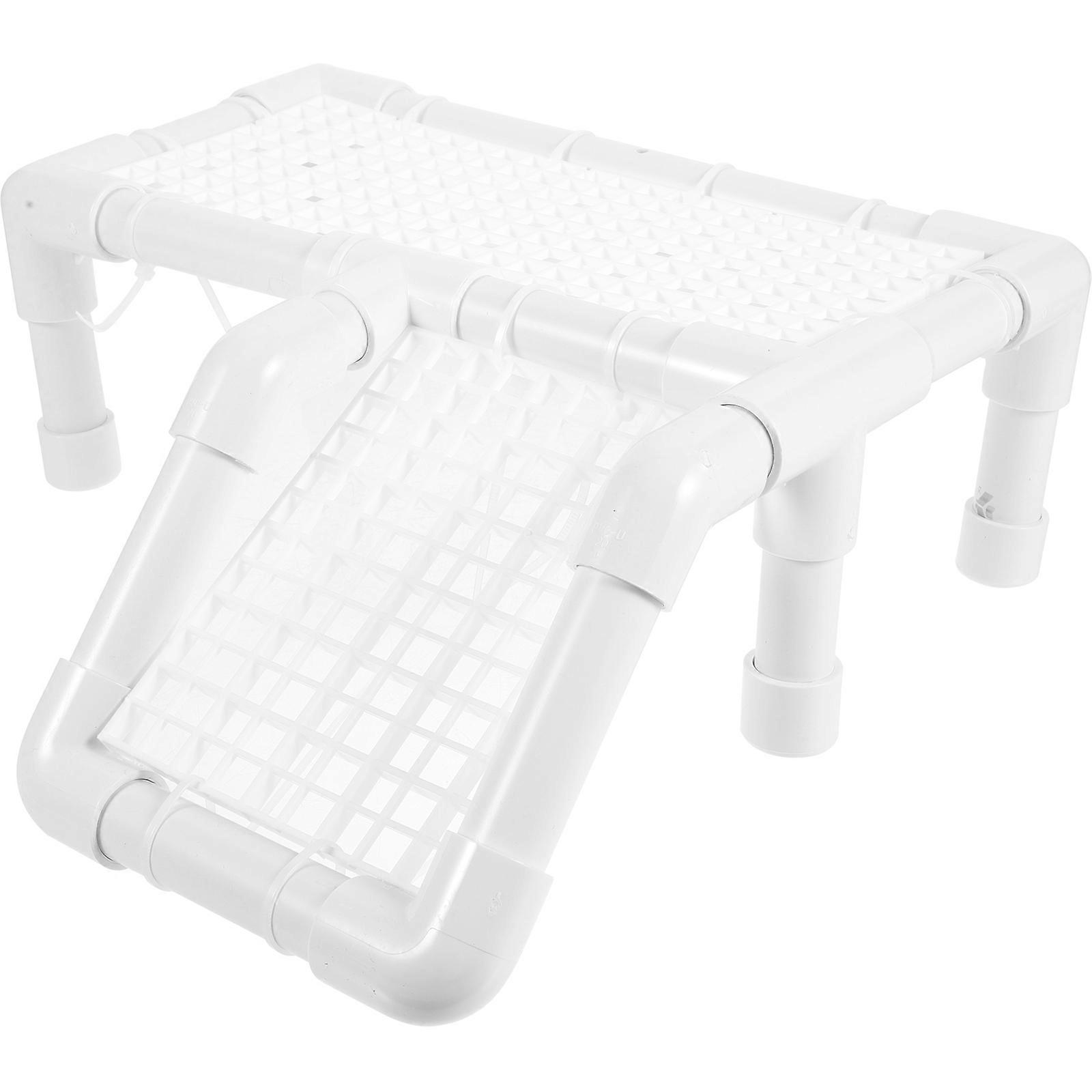 Reptile Tank Accessories Turtle Ramp Basking Area Reptile Pets 30x30x10 Cm White Plastic 1Pack