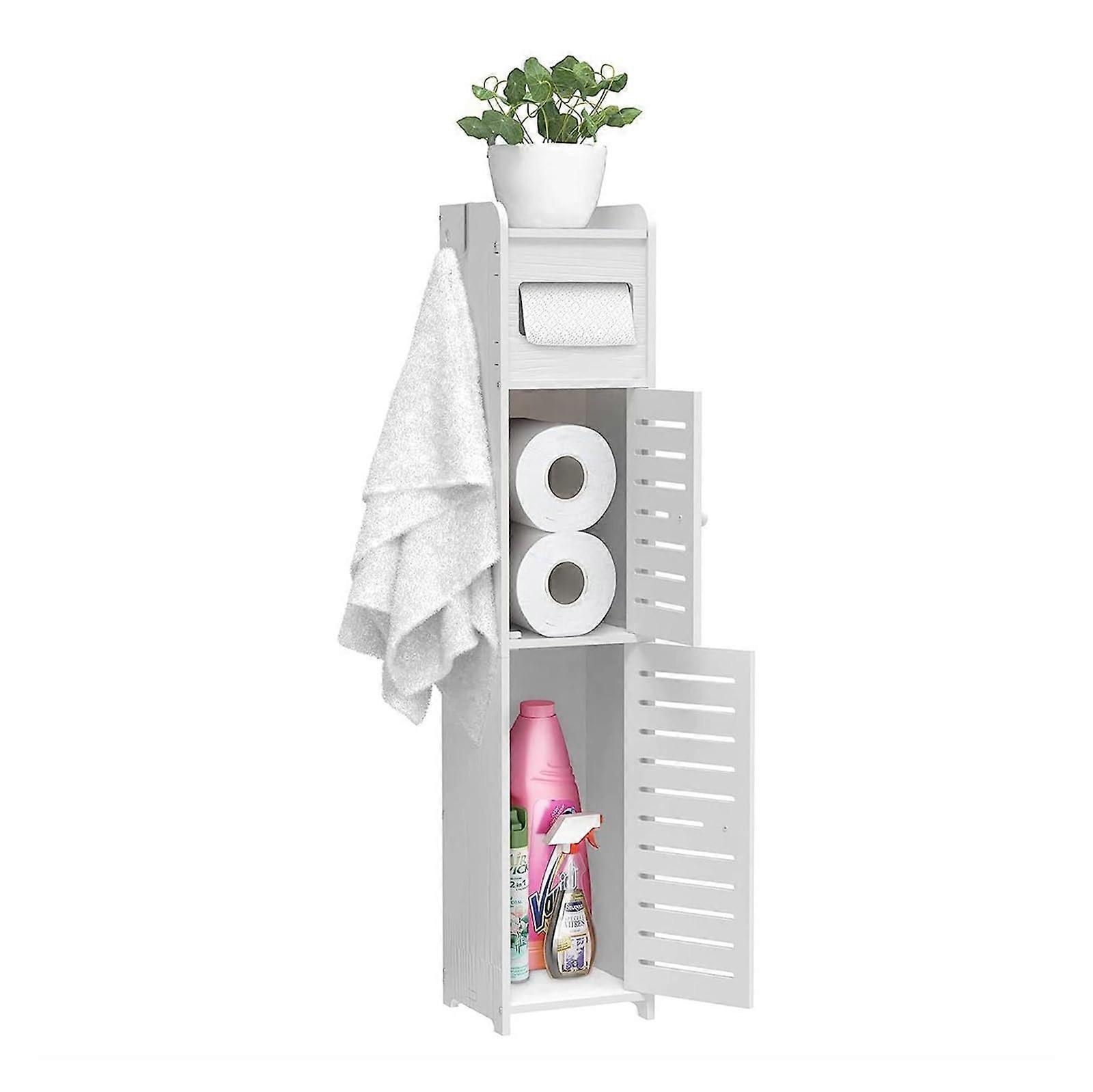 Slim Waterproof Freestanding Toilet Paper Shampoo Kitchen Bathroom Office Storage Box White 15x17x80cm White (White 1) 15*17*80 cm/5.9x6.6x31in