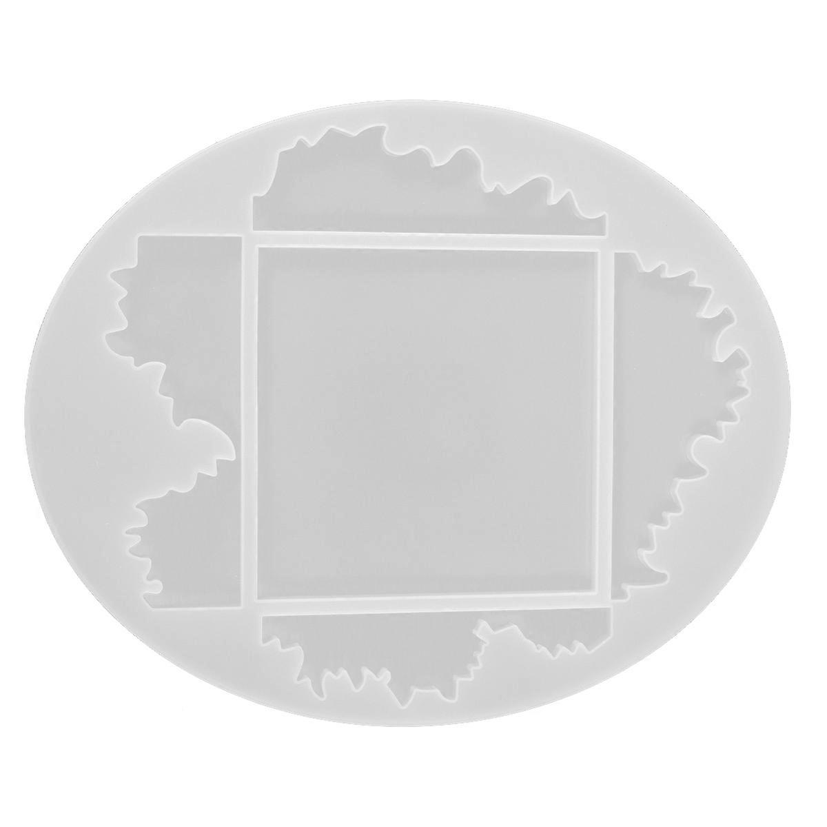 Coasters Making Molds DIY Crystal Epoxy Mold Irregular Ocean Wave Home Decoration White Five Grid Oval Shape Craft Making 1Pc