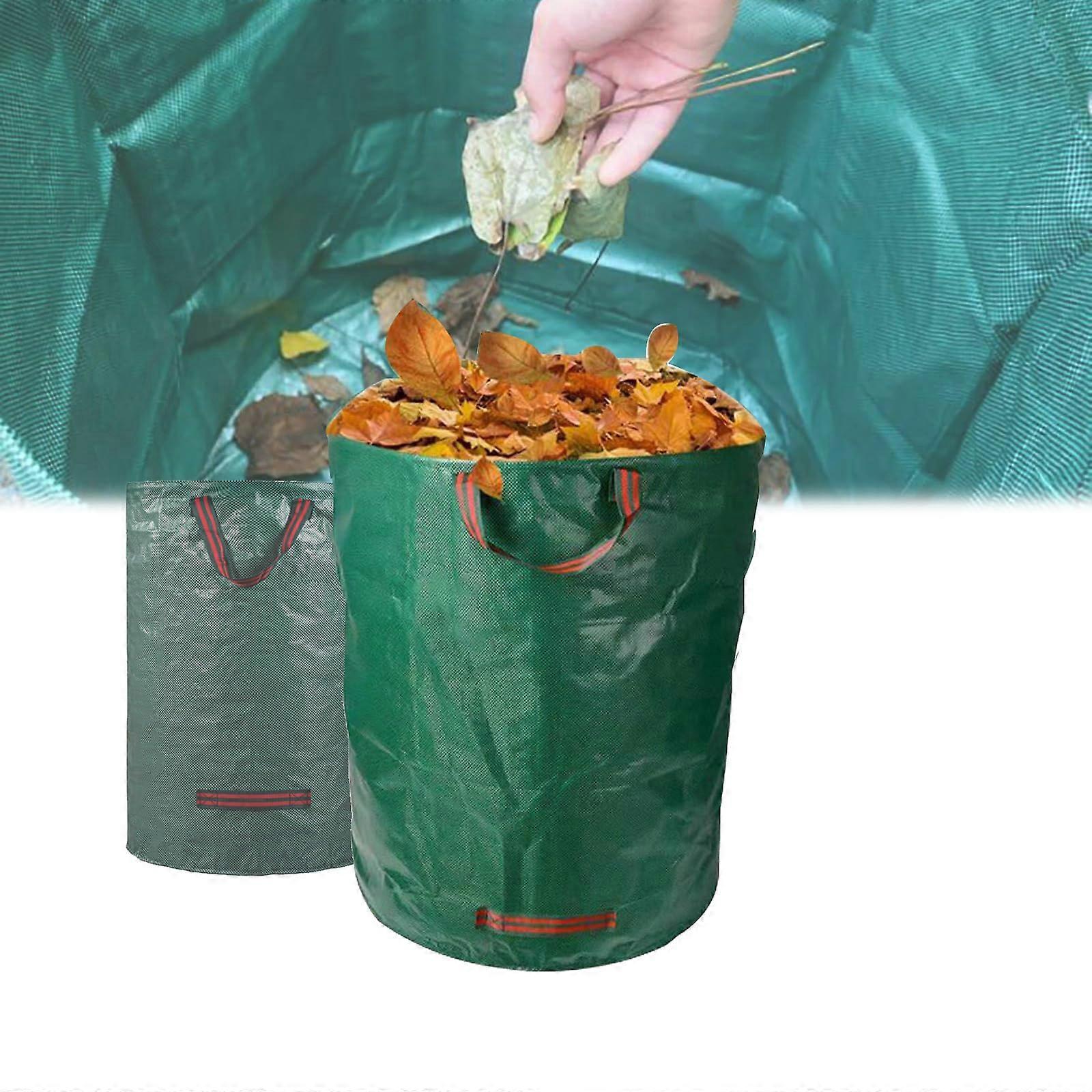 Garden Garbage Bags, Large Garden Waste Bags with Handle, Durable Waterproof Reusable Foldable Lawn Trash Bag 128L