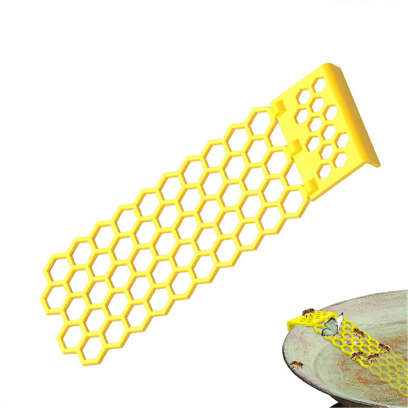 Bee Drinking Station - Floating Water Feeder for Bees and Butterflies, Yellow Honeycomb Design, 18 x 7 x 1.2 cm, Anti-Drop Folding Feature