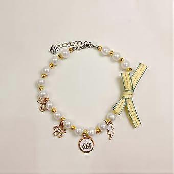 Pet Pearl Necklace, Dog Collar, Cat Collar, Dog Collar, Cat Collar for Small Dogs, Cats Collar (Yellow, 25  30 cm) 2530cm yellow