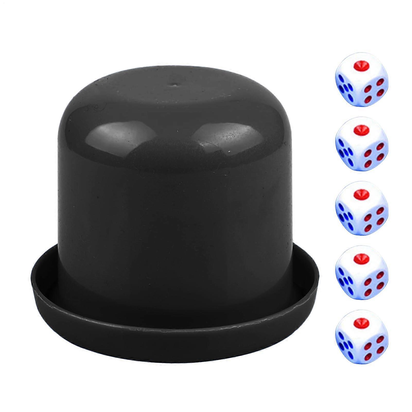 DICE Cup Set Reliable Experiences Bar Game 5 Dice Cup with Lid Improved Grip Experience Throwing Props Cube Shaker Cup Set for Family Gatherings Black