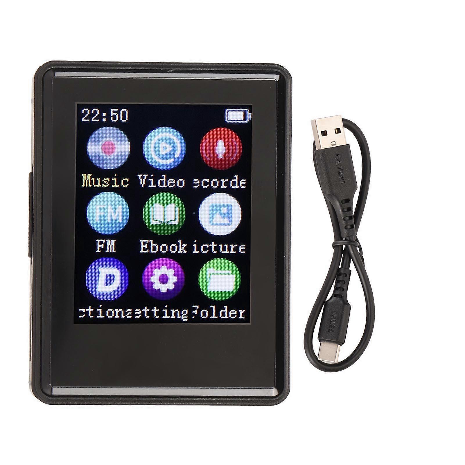 Bluetooth 5.0 MP3 Player with 1.77 Inch Screen HiFi Recording Portable MP4 Player Electric Book Photo Viewer 16GB Memory Card Compatible