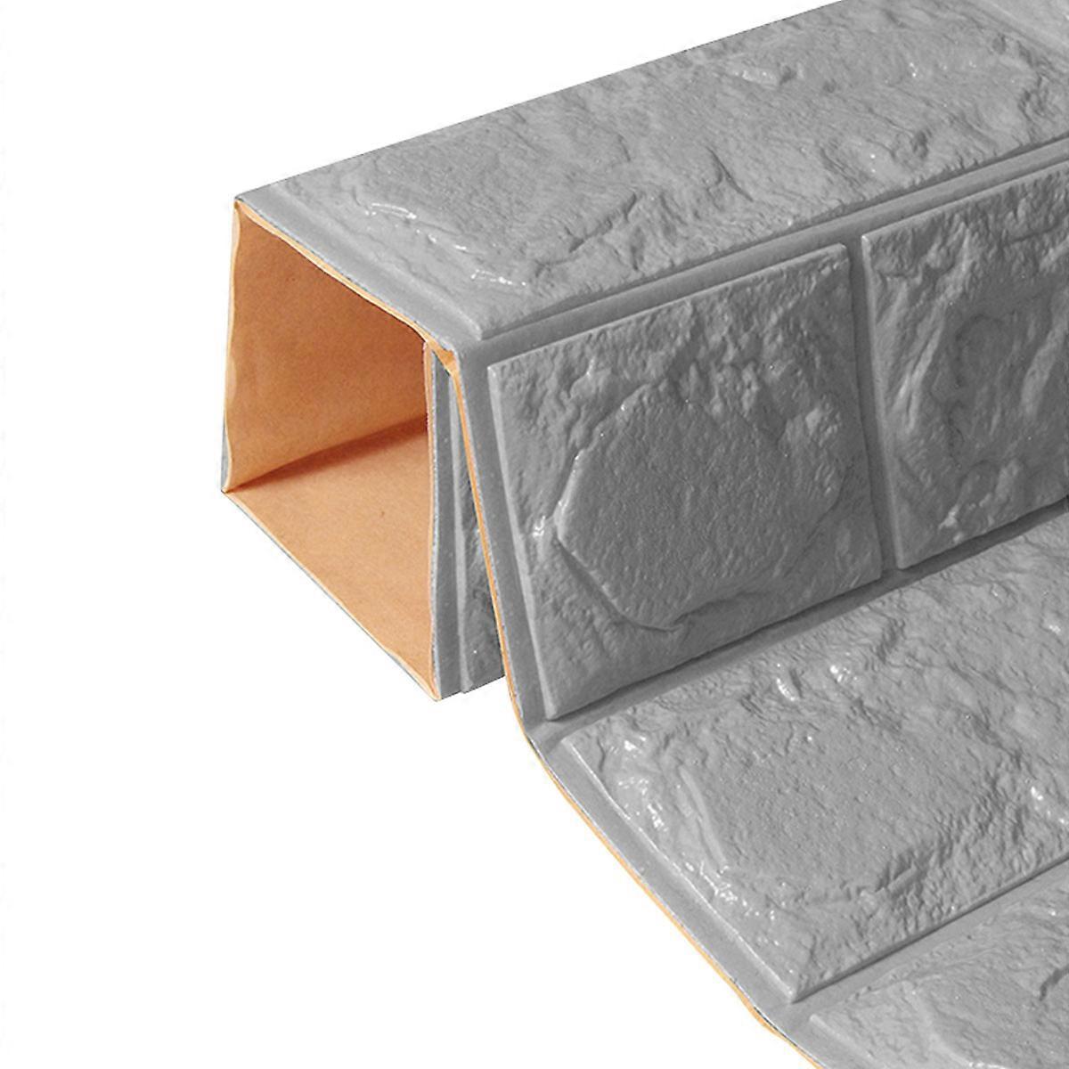 3D Wall Stickers Dark Grey PE Foam Brick Design for Wall Decoration Easy to Apply and Remove 60 x 60cm