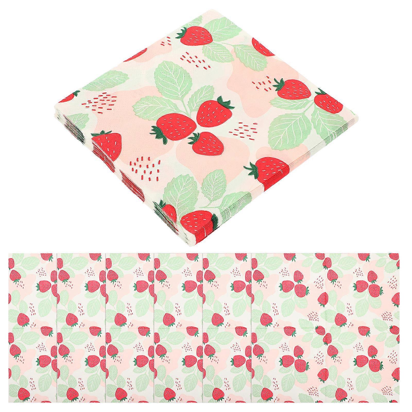 Strawberry Print Party Napkins 20 Sheets Decorative Napkins for Birthdays, Dinner, and Celebrations Lightweight & Easy to Use Festive Tableware