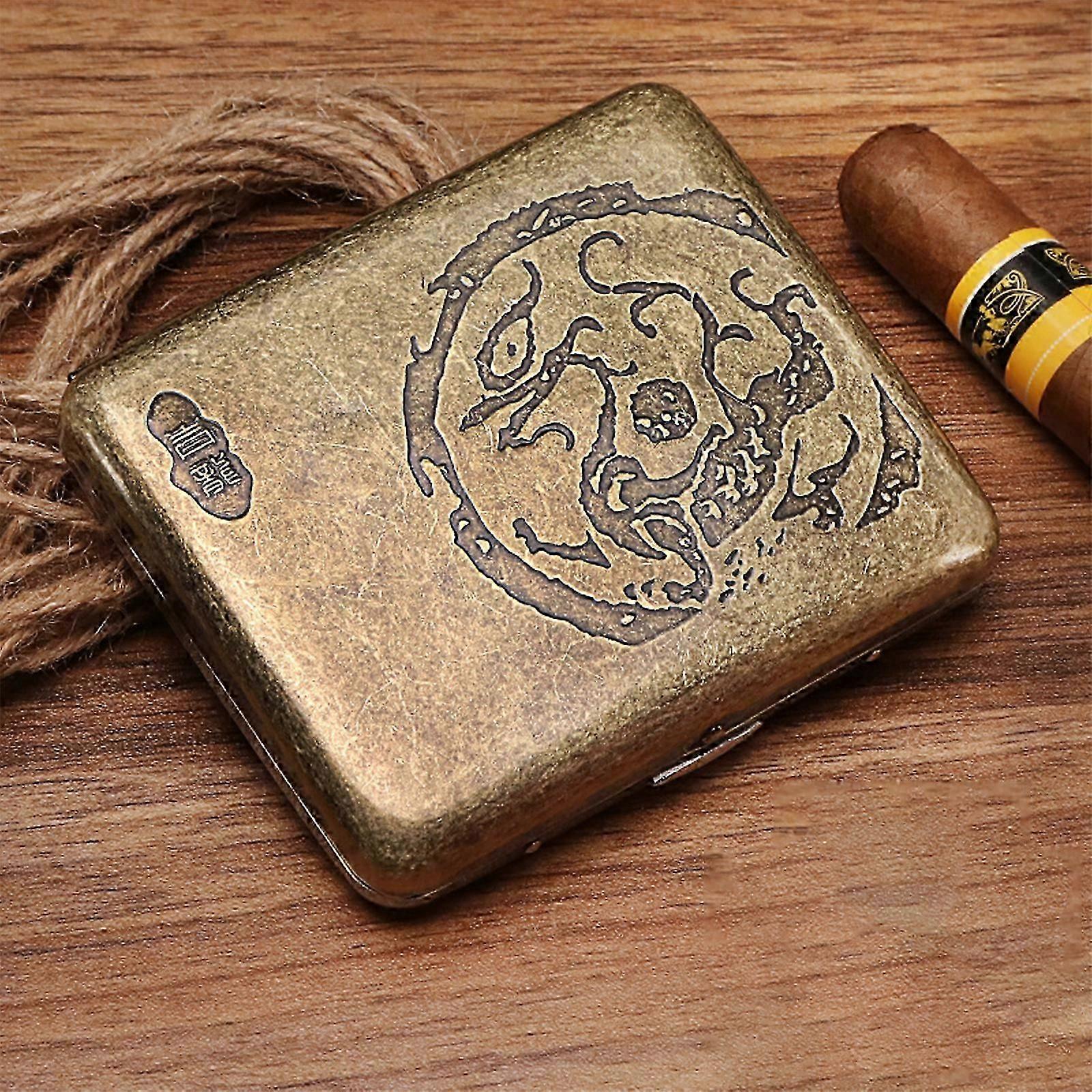 Bronze Flip-top Metal Cigarette Case, Moisture-proof Cigarette Protective Case