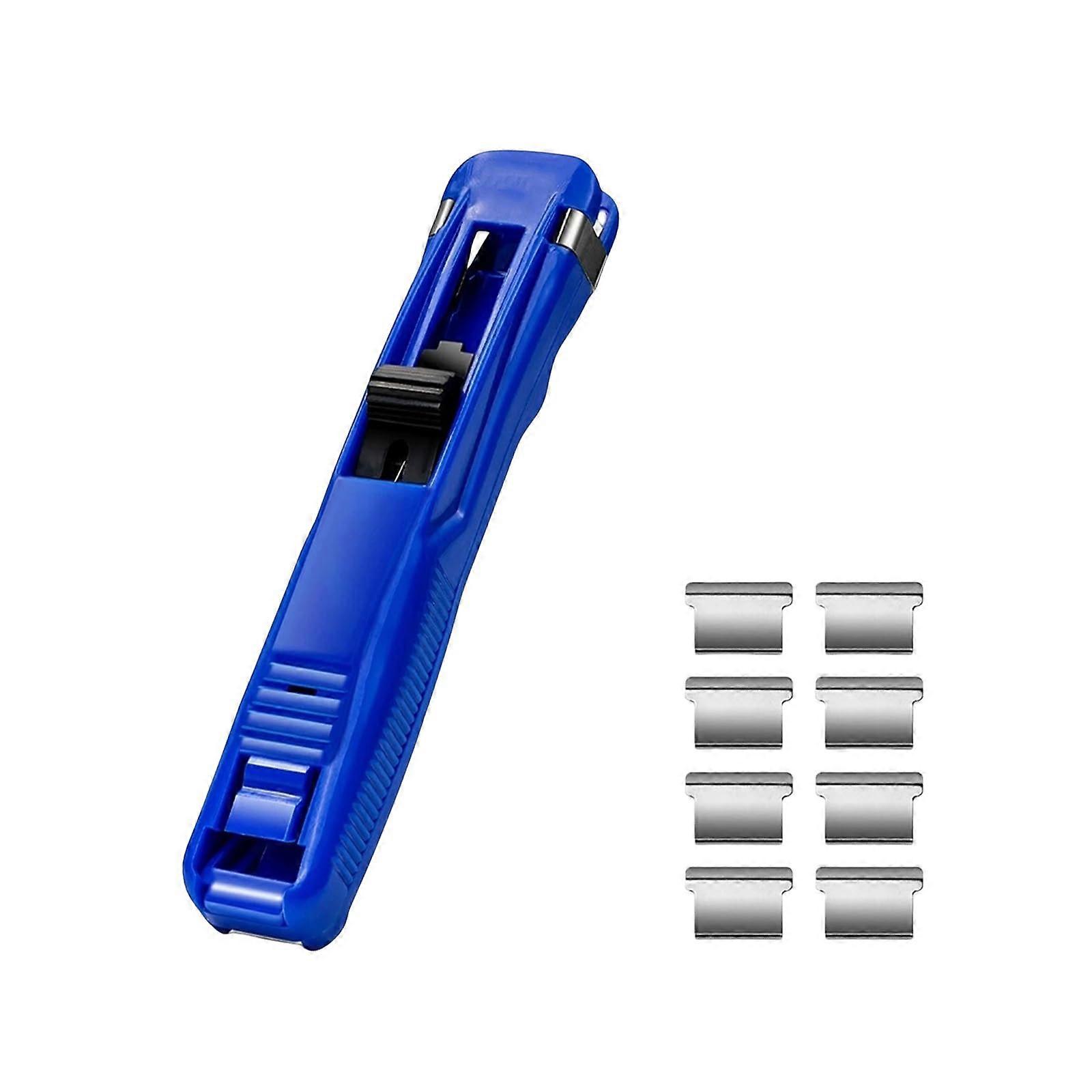 Multifunctional ClipOn Stapler, Innovative Design, EnergySaving Stapler, Colorful Stapler for Desk Files, Office, Home, School (Blue)