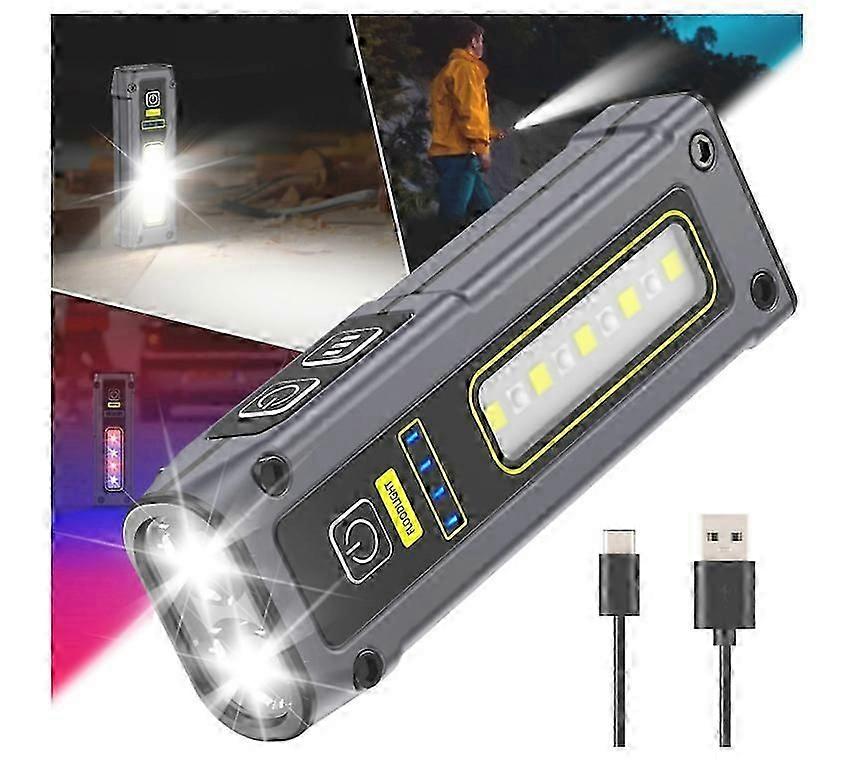 Torch, Small Led Torch Super Bright with COB SideLight, Powerful Pocket Torch with 7 Modes for Car Repair Fishing Camping Reading Dog Walking(Black)