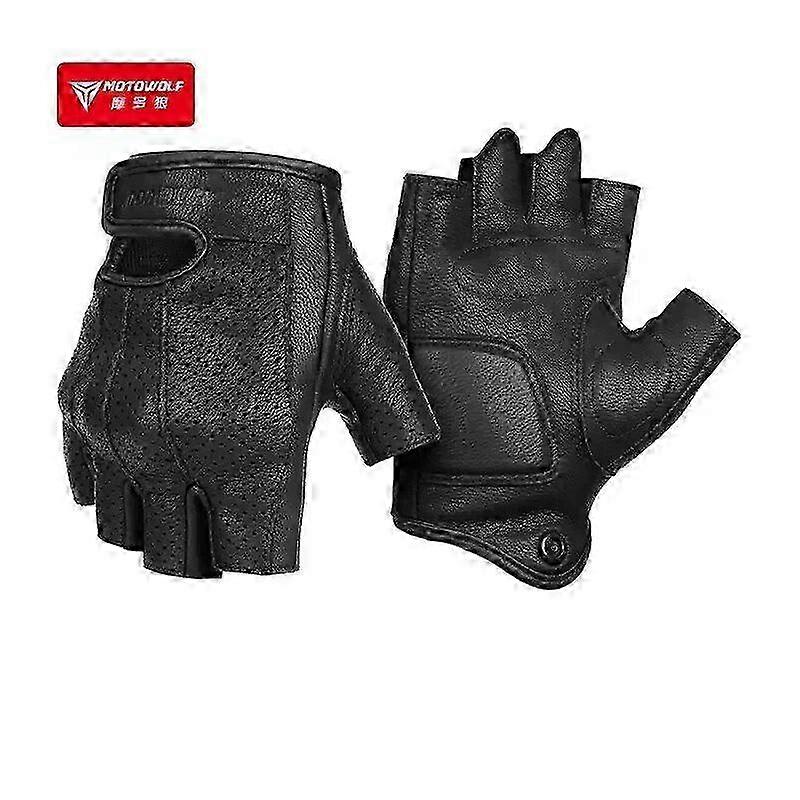 2025 Motorcycle Gloves Half Finger Perforated Summer Breathable Man Women Fingerless Gloves Leather Vintage Cycling Gloves
