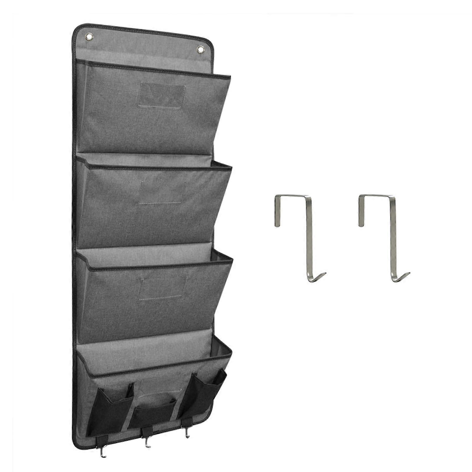 Wallmounted Office Folder and Newspaper Holder with Hooks – Large Hanging Storage for Office Supplies